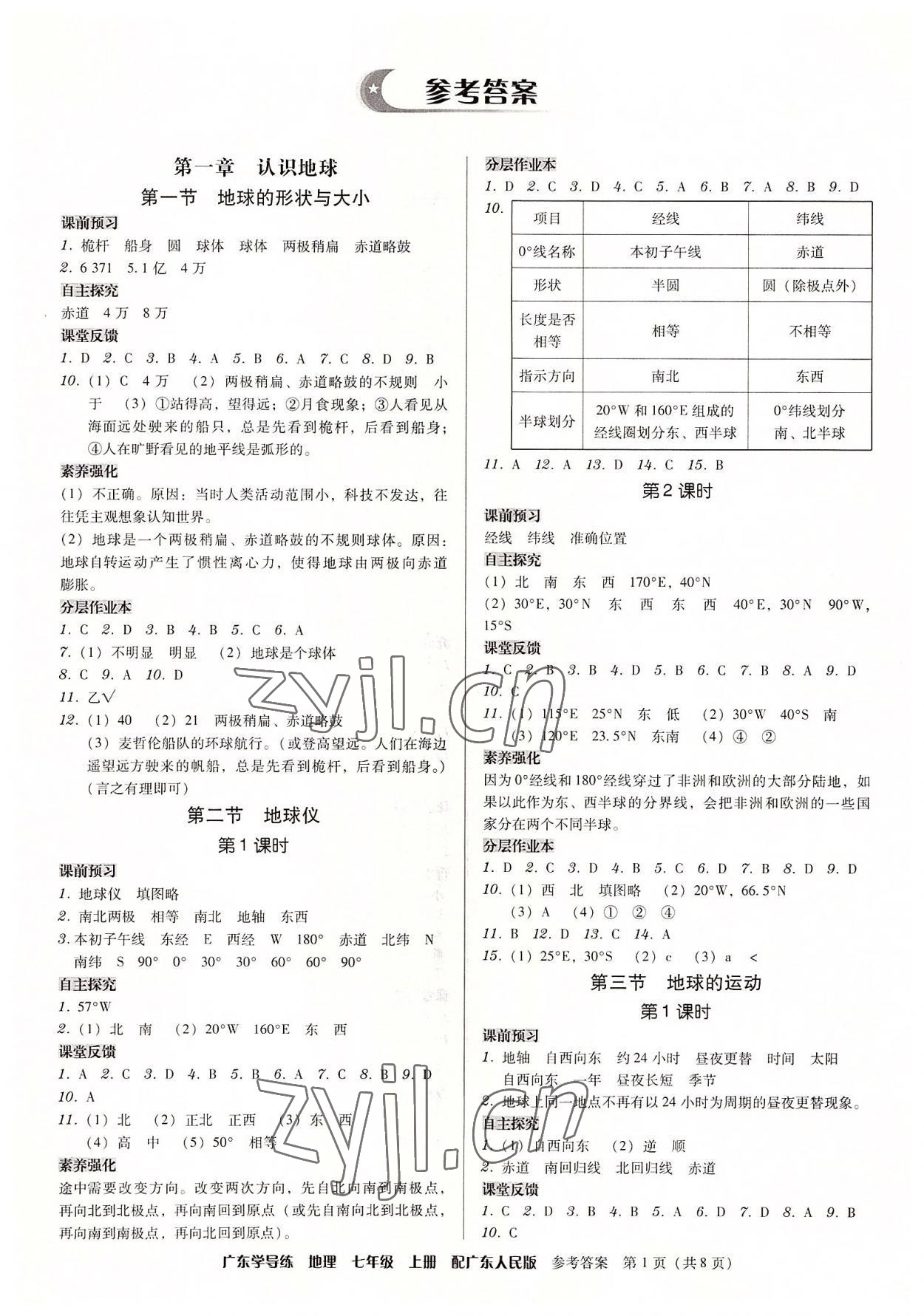 2022年廣東學(xué)導(dǎo)練七年級地理上冊粵人版 第1頁