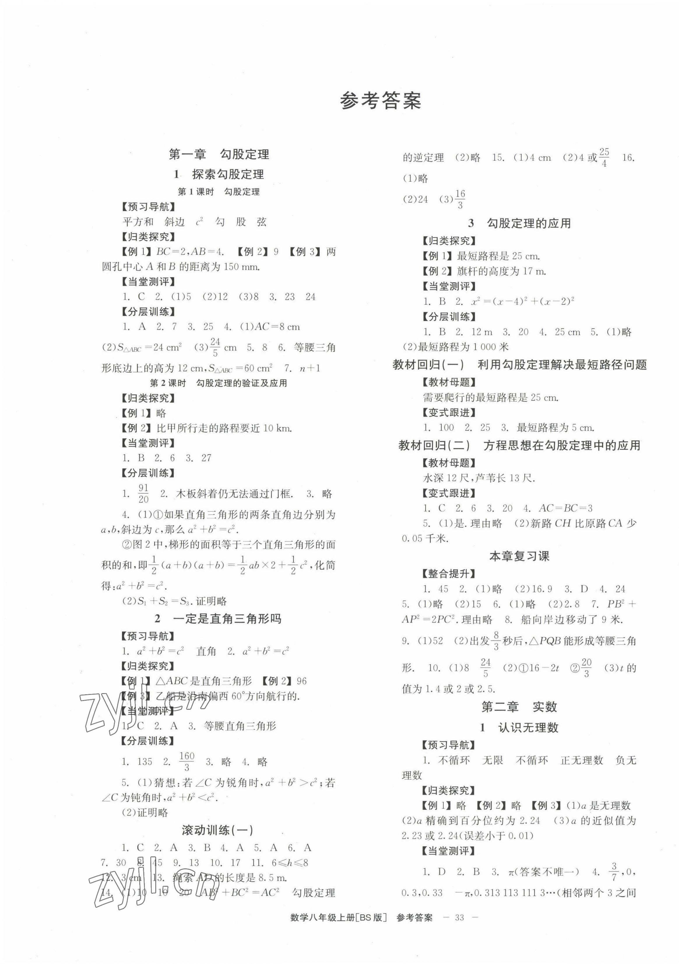 2022年全效學(xué)習(xí)學(xué)業(yè)評(píng)價(jià)方案八年級(jí)數(shù)學(xué)上冊(cè)北師大版 第1頁(yè)