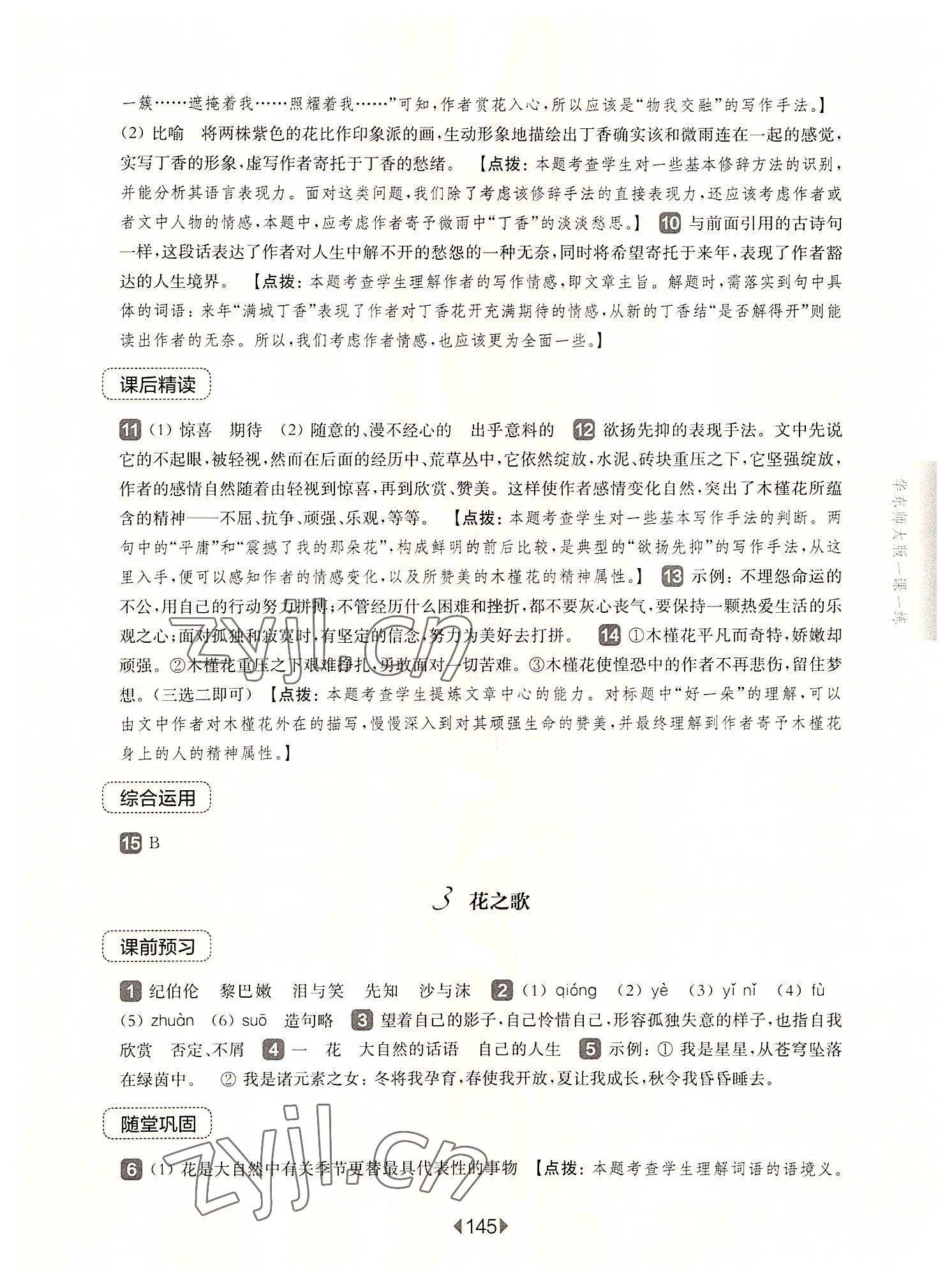 2022年華東師大版一課一練六年級(jí)語(yǔ)文上冊(cè)人教版五四制 參考答案第3頁(yè)