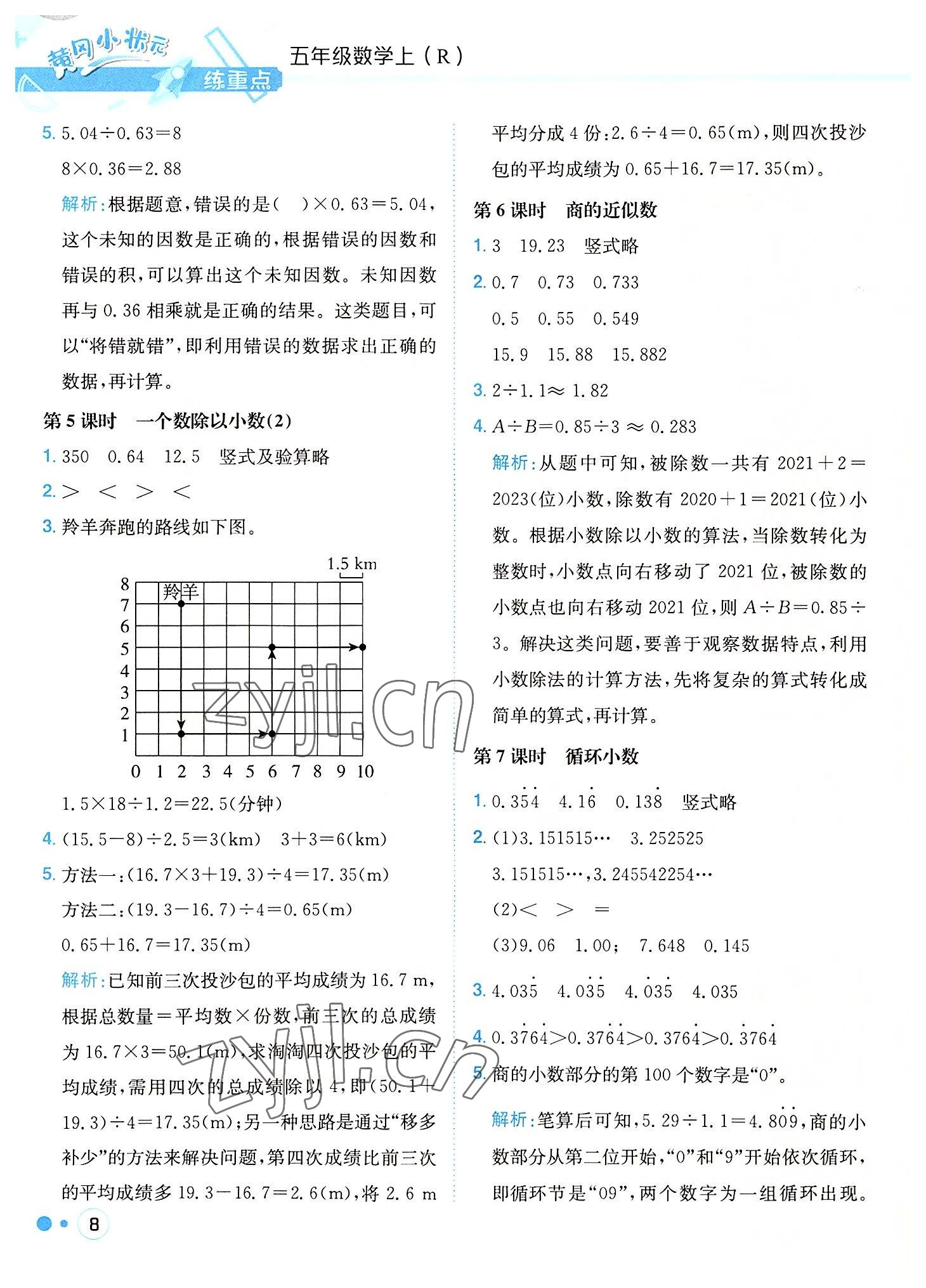 2022年黃岡小狀元練重點(diǎn)五年級數(shù)學(xué)上冊人教版 第8頁