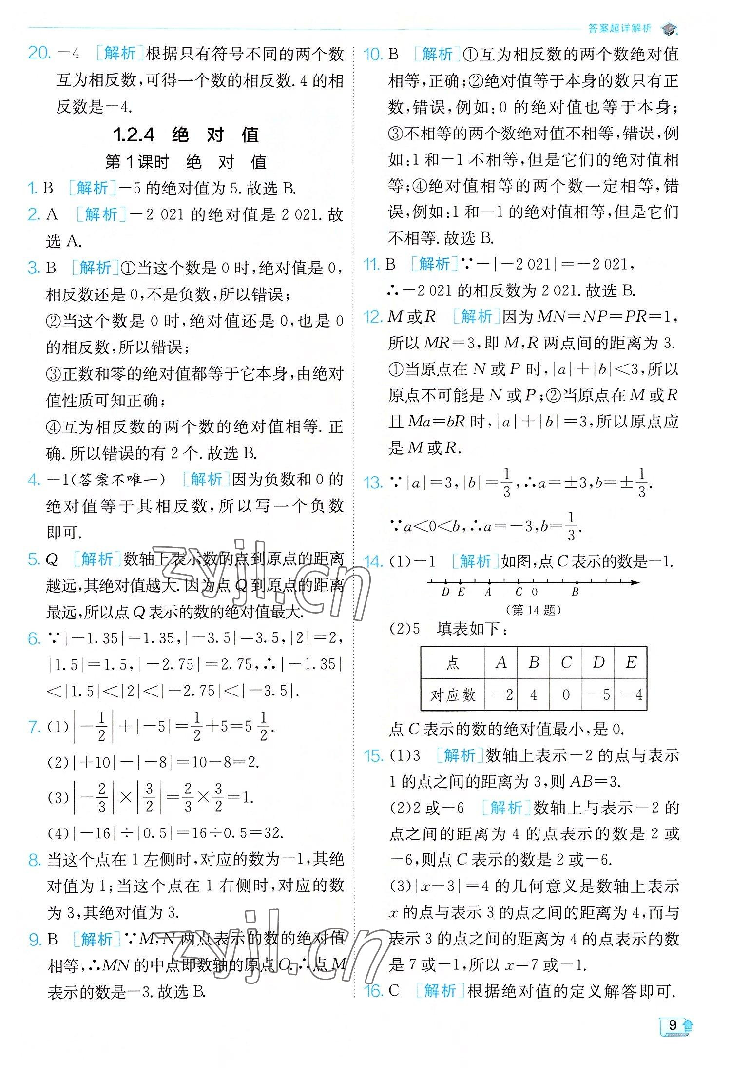 2022年實驗班提優(yōu)訓(xùn)練七年級數(shù)學(xué)上冊人教版 第9頁