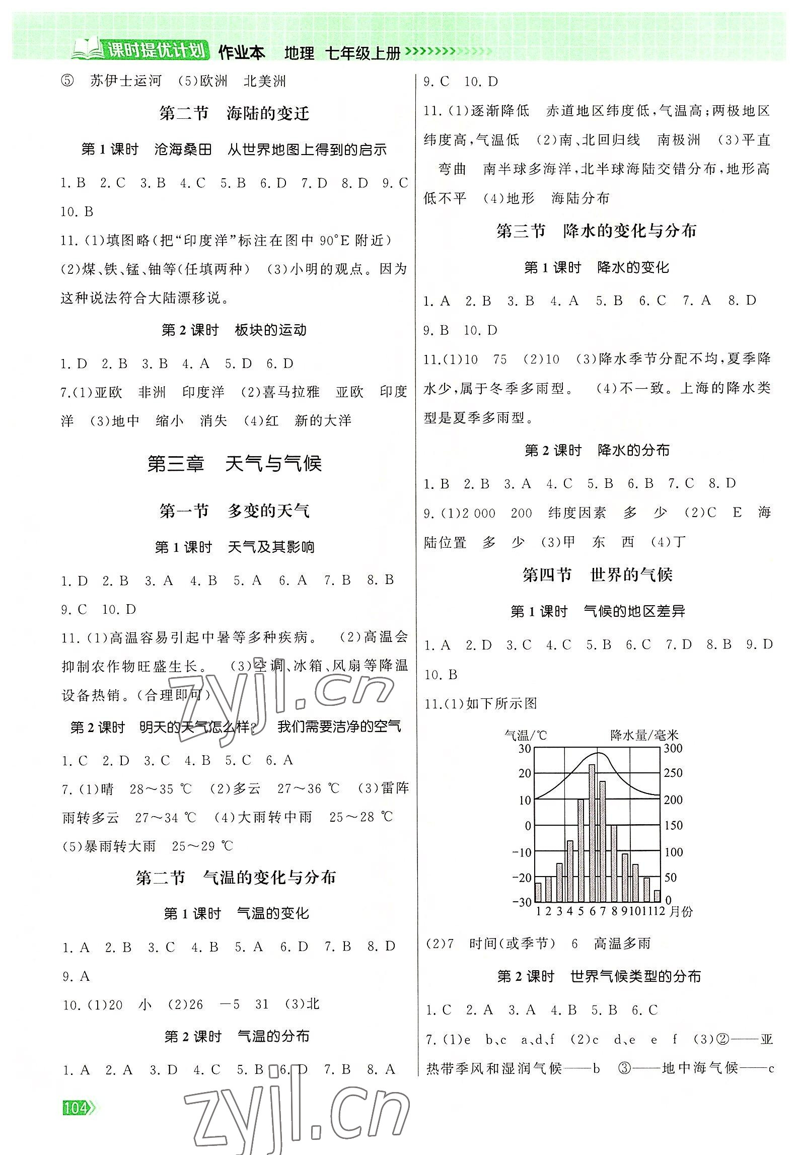 2022年課時提優(yōu)計劃作業(yè)本七年級地理上冊人教版 第2頁