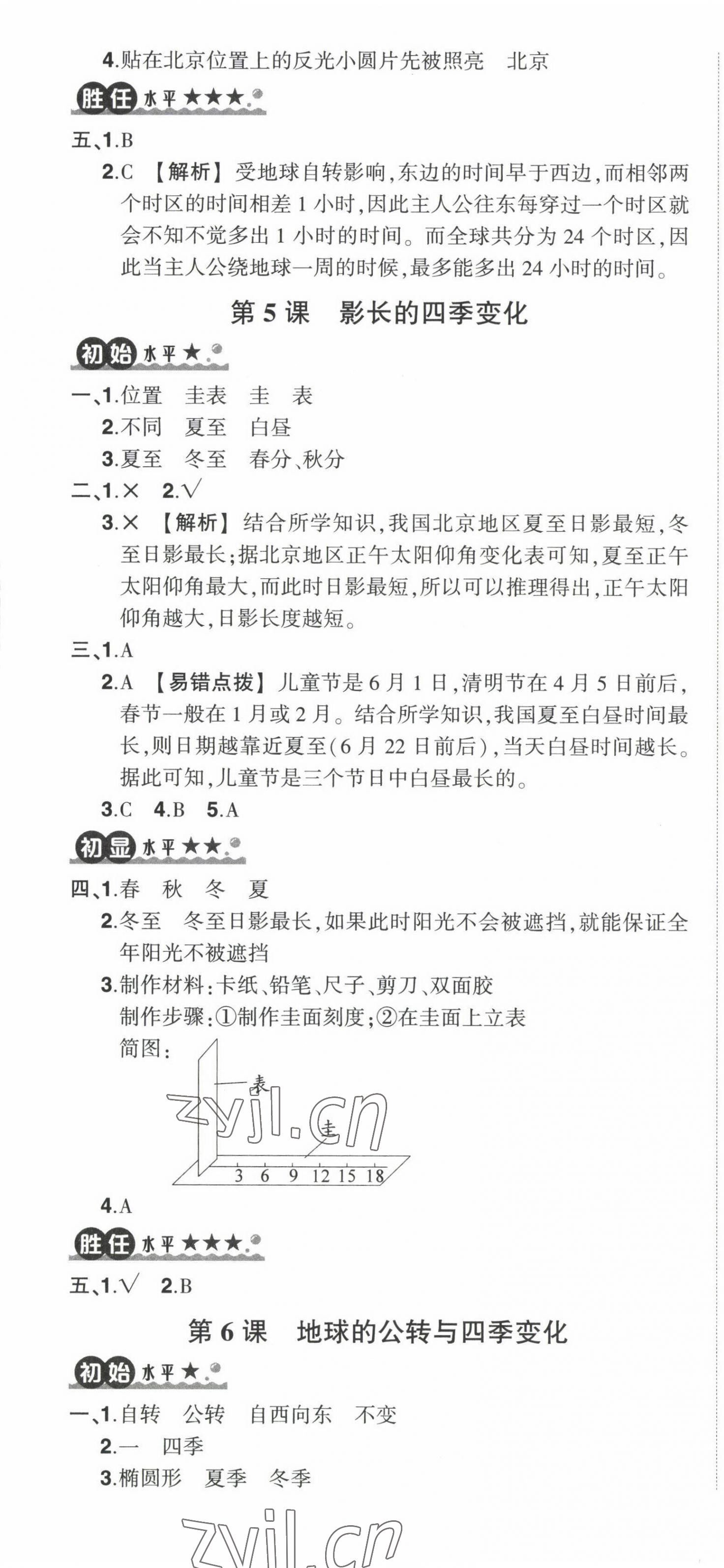 2022年状元成才路创优作业100分六年级科学上册教科版 参考答案第7页