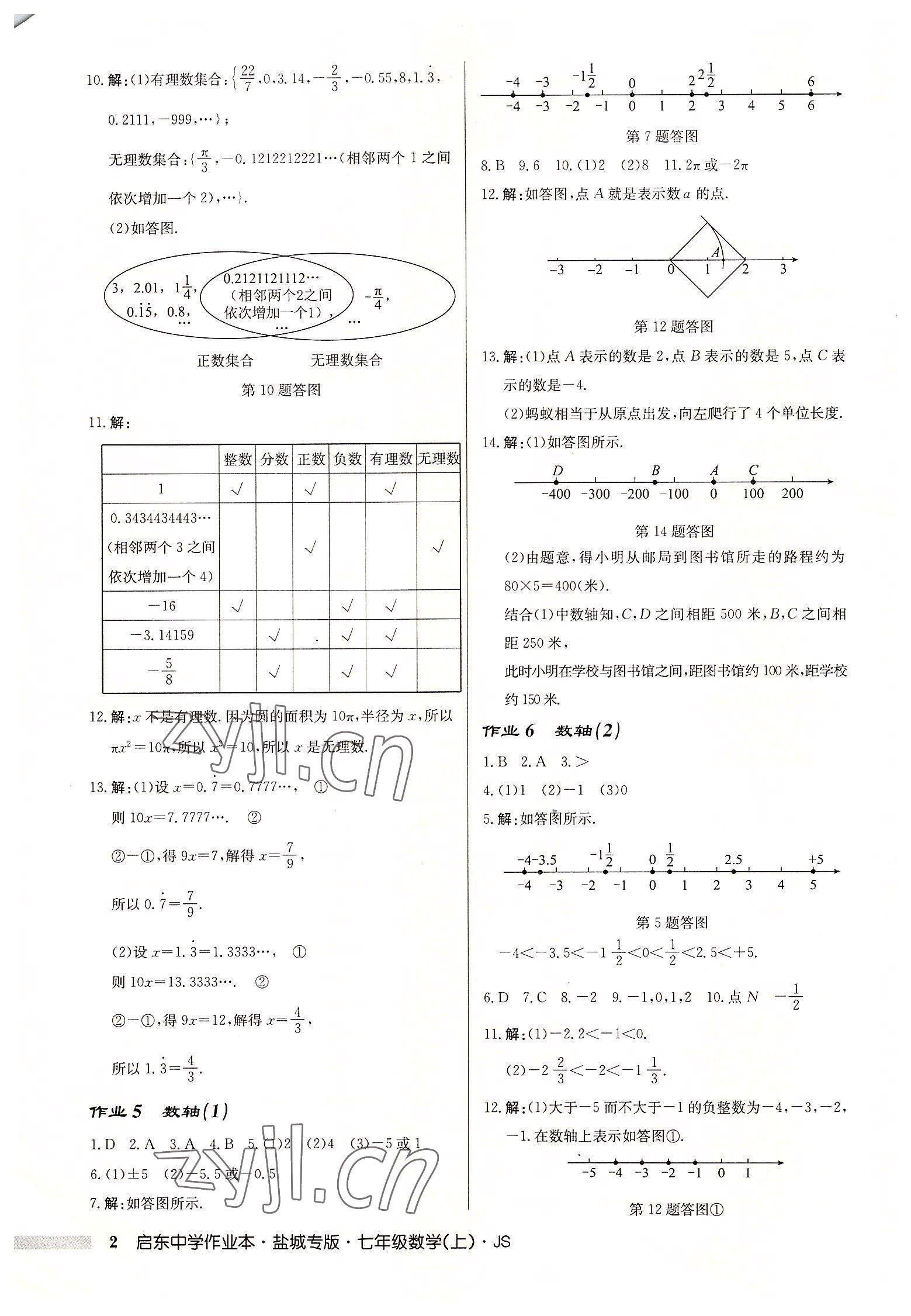 2022年启东中学作业本七年级数学上册苏科版盐城专版 第2页