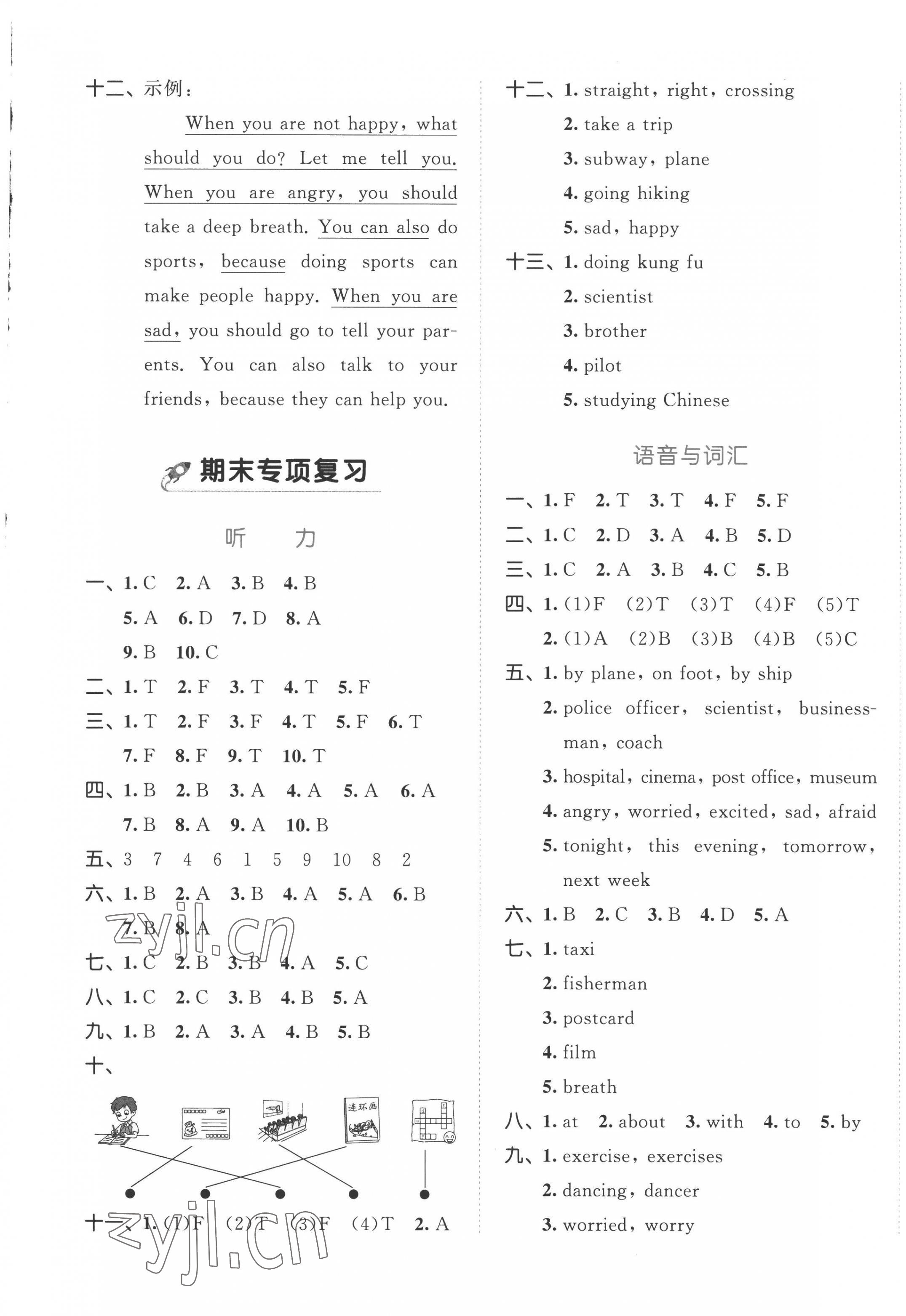 2022年53全優(yōu)卷六年級(jí)英語(yǔ)上冊(cè)人教版 參考答案第5頁(yè)