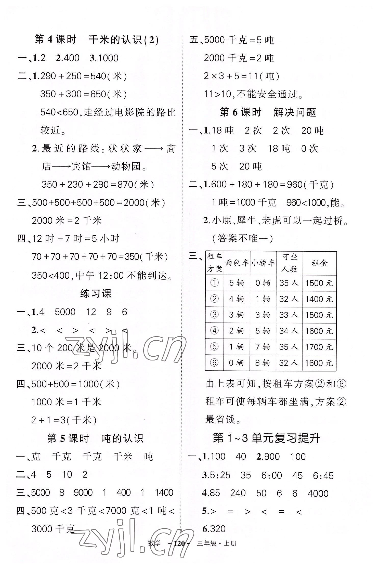 2022年狀元成才路創(chuàng)優(yōu)作業(yè)100分三年級數(shù)學(xué)上冊人教版湖北專版 參考答案第4頁