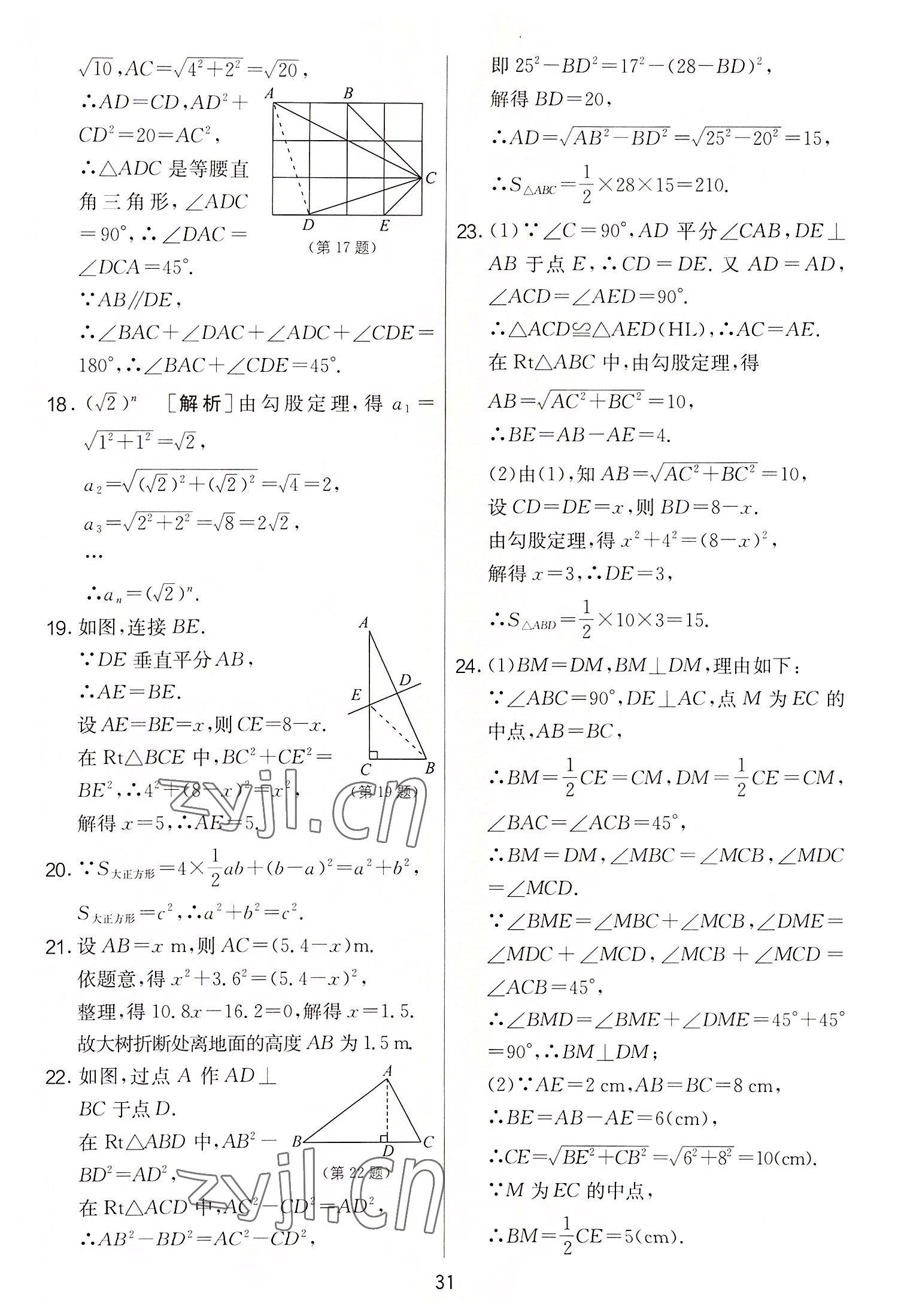 2022年實驗班提優(yōu)大考卷八年級數(shù)學(xué)上冊蘇科版 第31頁