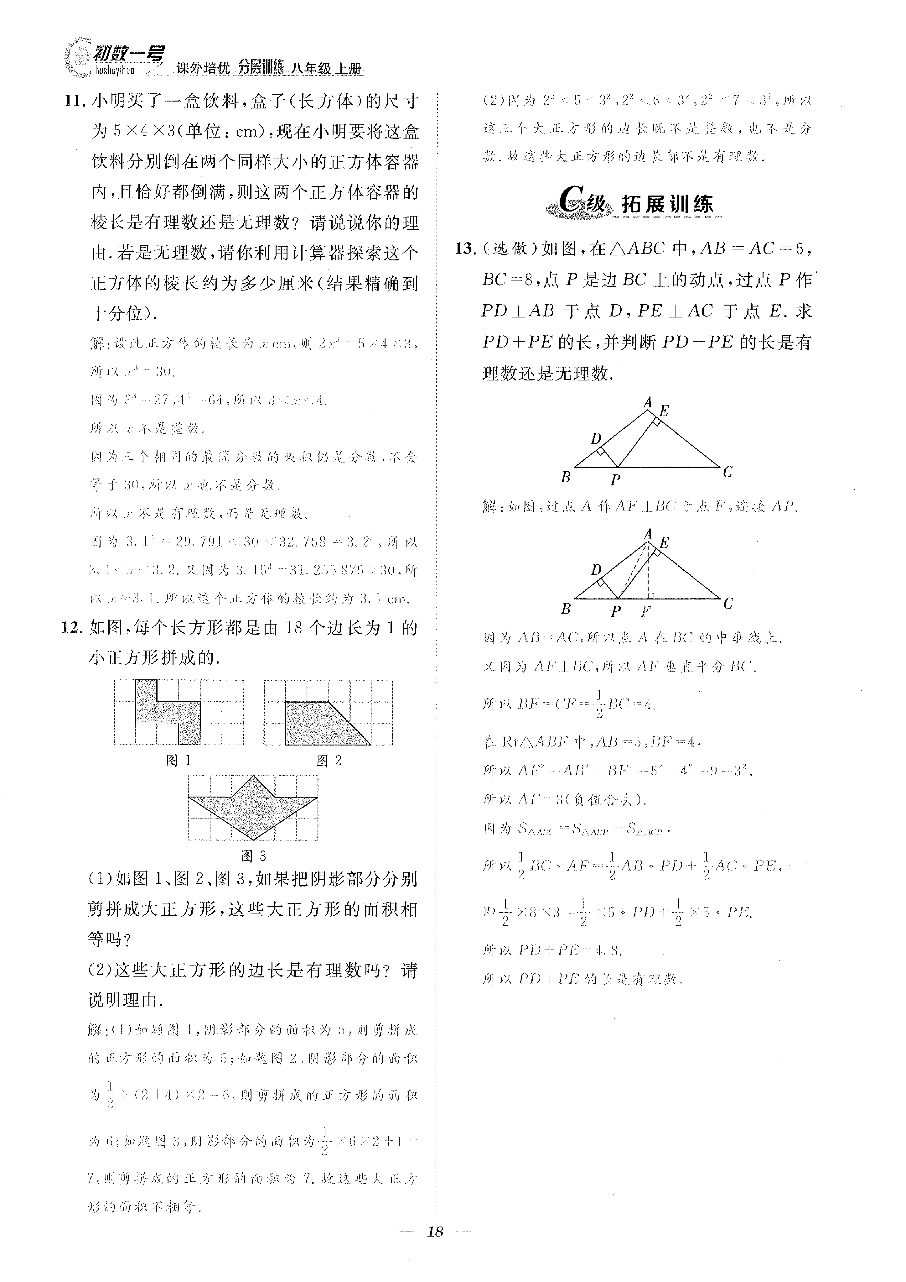 2022年課外培優(yōu)分層訓(xùn)練初數(shù)一號(hào)八年級(jí)數(shù)學(xué)上冊(cè)北師大版 參考答案第18頁(yè)