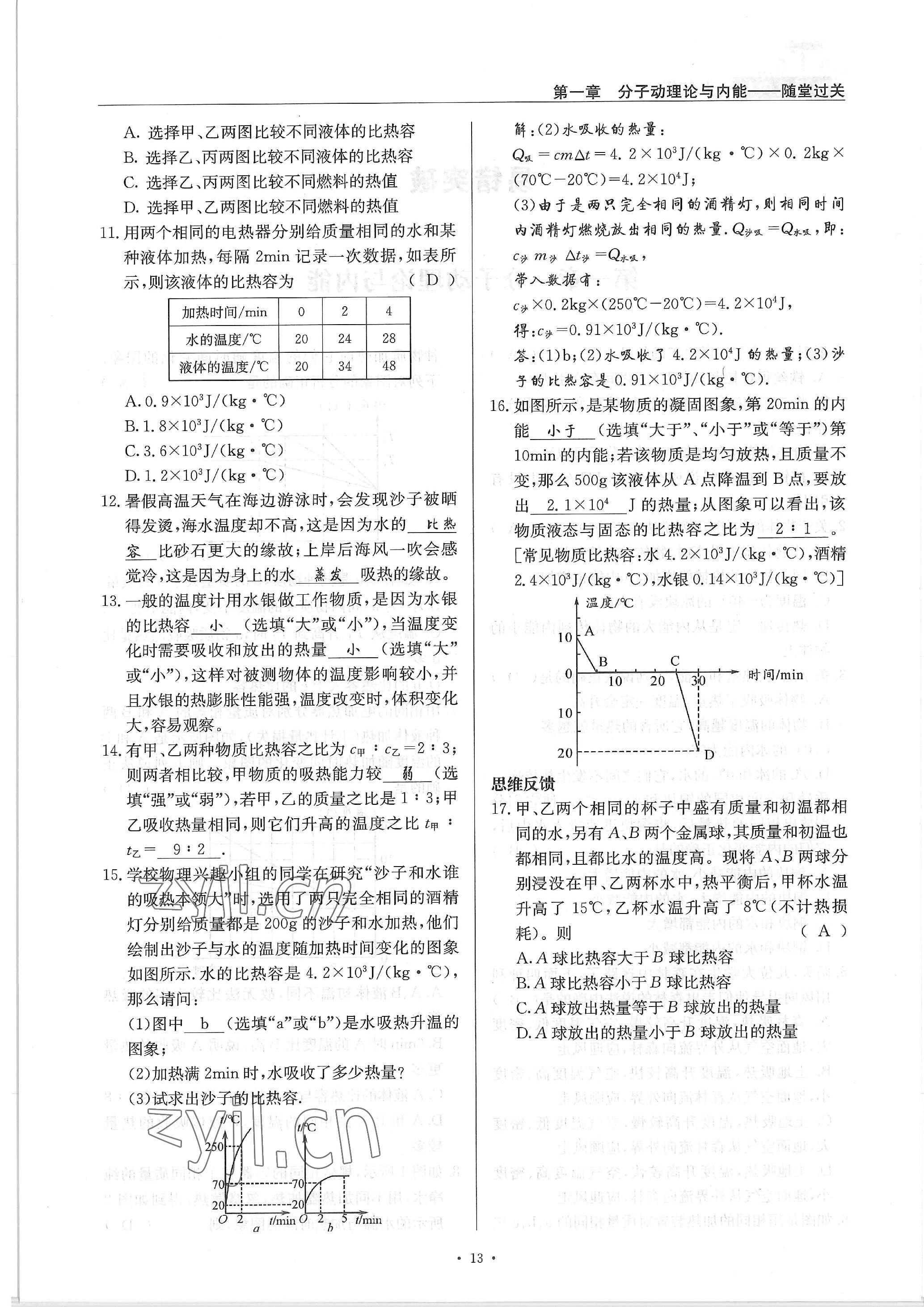 2022年物理風向標九年級全一冊 參考答案第13頁