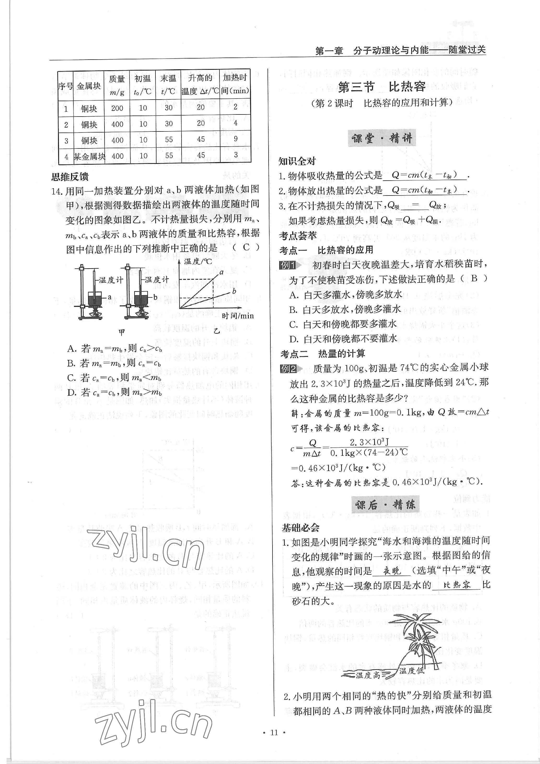 2022年物理風(fēng)向標(biāo)九年級(jí)全一冊 參考答案第11頁