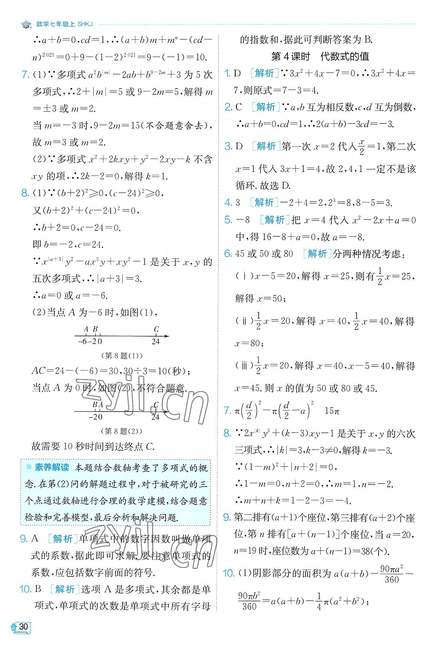 2022年實(shí)驗(yàn)班提優(yōu)訓(xùn)練七年級(jí)數(shù)學(xué)上冊(cè)滬科版 第30頁