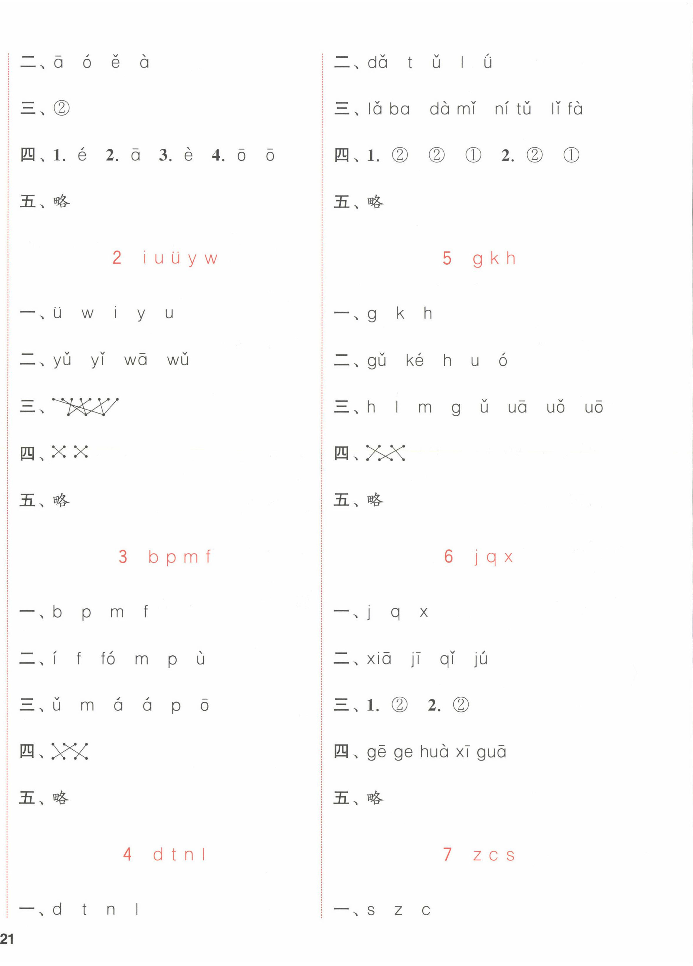 2022年通城學典課時作業(yè)本一年級語文上冊人教版福建專版 參考答案第2頁