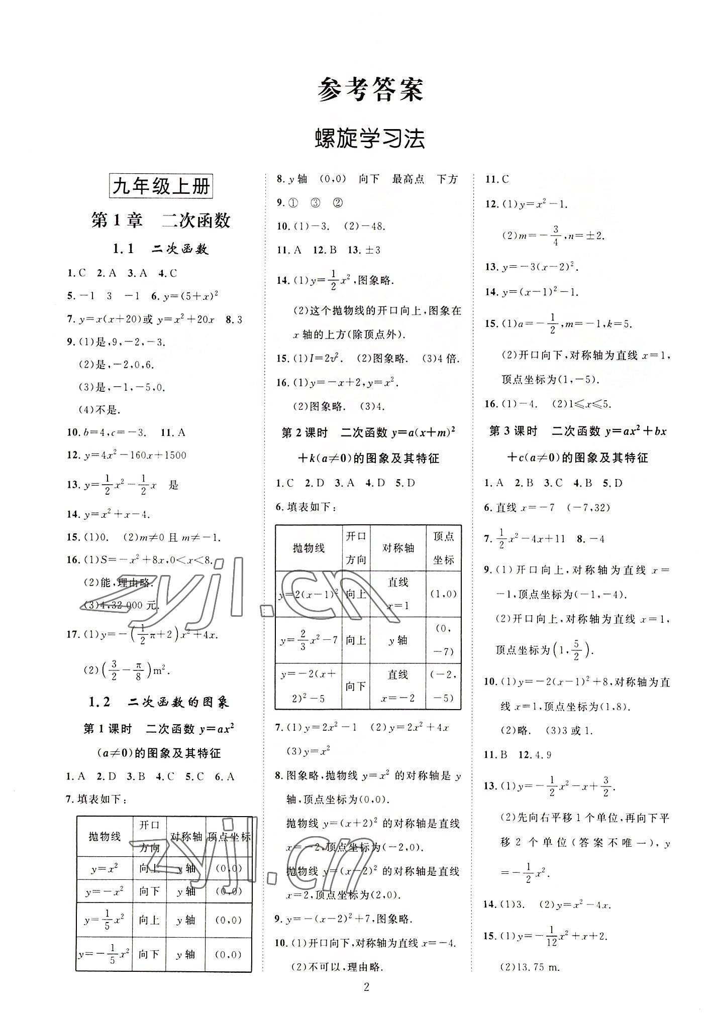 2022年全效學(xué)習(xí)全效大考卷九年級數(shù)學(xué)全一冊浙教版浙江專版 參考答案第1頁