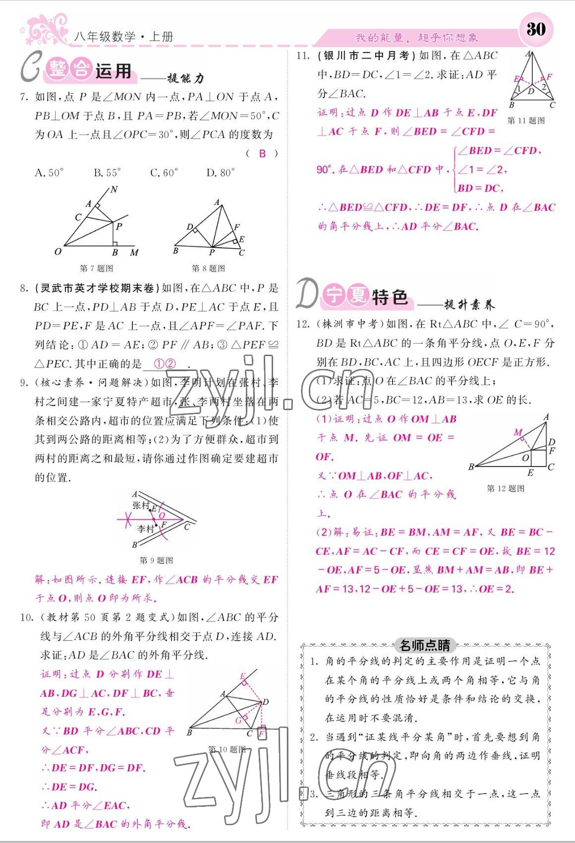 2022年課堂點(diǎn)睛八年級(jí)數(shù)學(xué)上冊(cè)人教版寧夏專版 參考答案第30頁