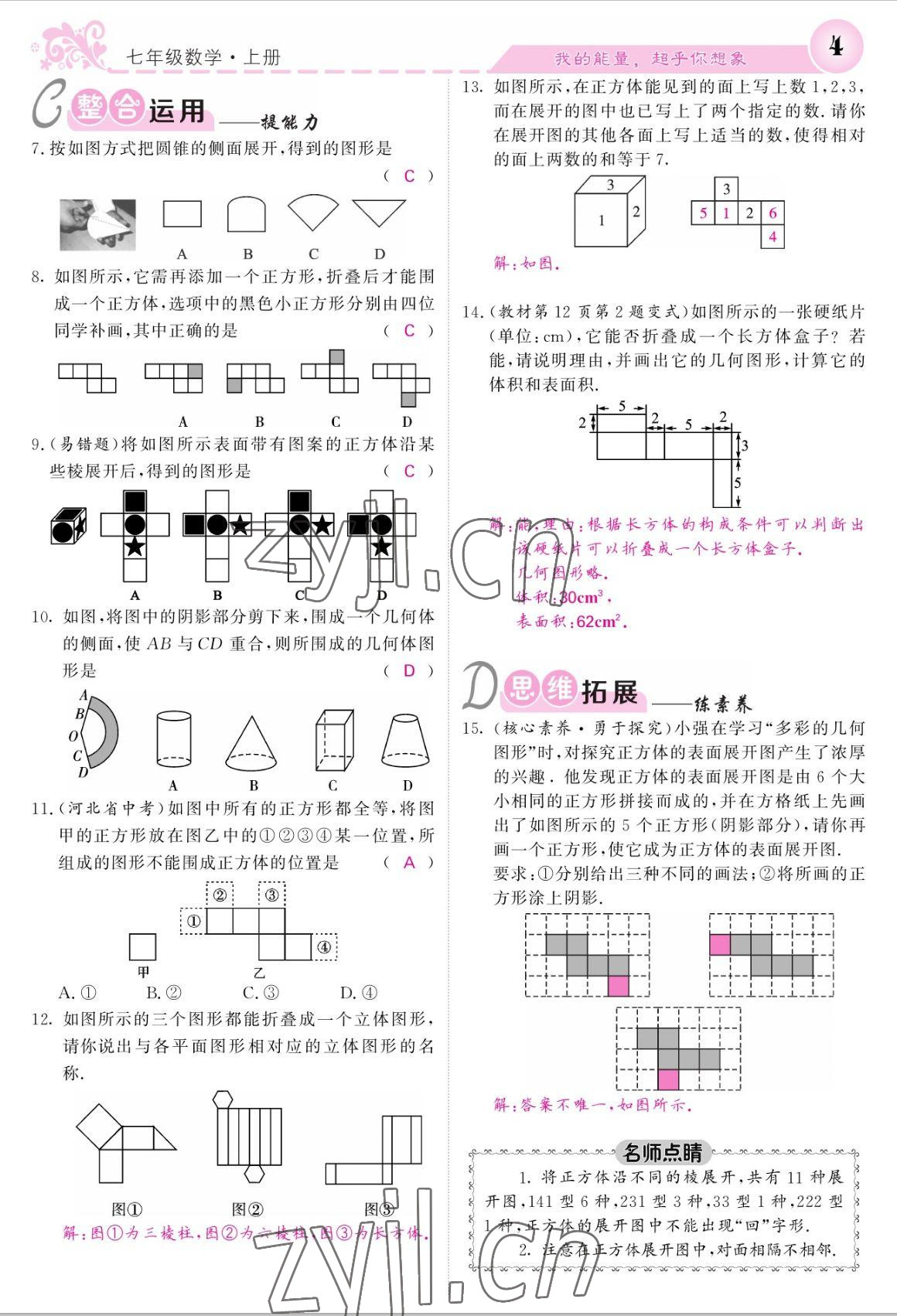 2022年課堂點(diǎn)睛七年級數(shù)學(xué)上冊北師大版 參考答案第4頁