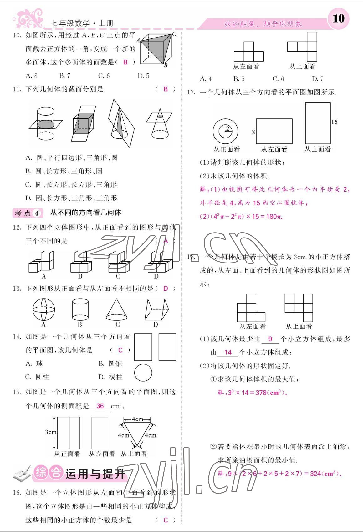 2022年課堂點睛七年級數(shù)學上冊北師大版 參考答案第10頁