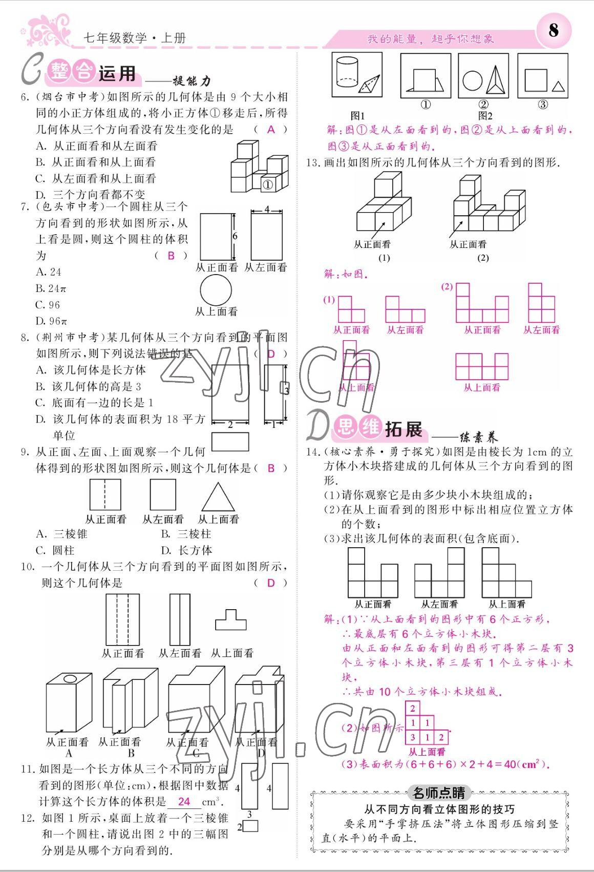 2022年課堂點(diǎn)睛七年級(jí)數(shù)學(xué)上冊(cè)北師大版 參考答案第8頁(yè)