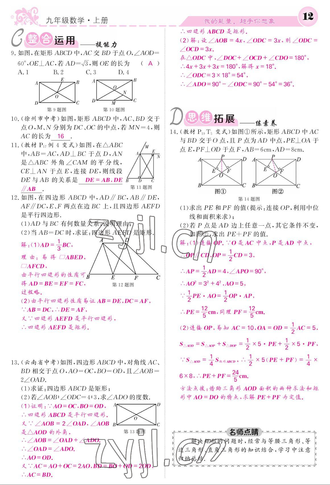 2022年課堂點(diǎn)睛九年級(jí)數(shù)學(xué)上冊(cè)北師大版 參考答案第12頁(yè)