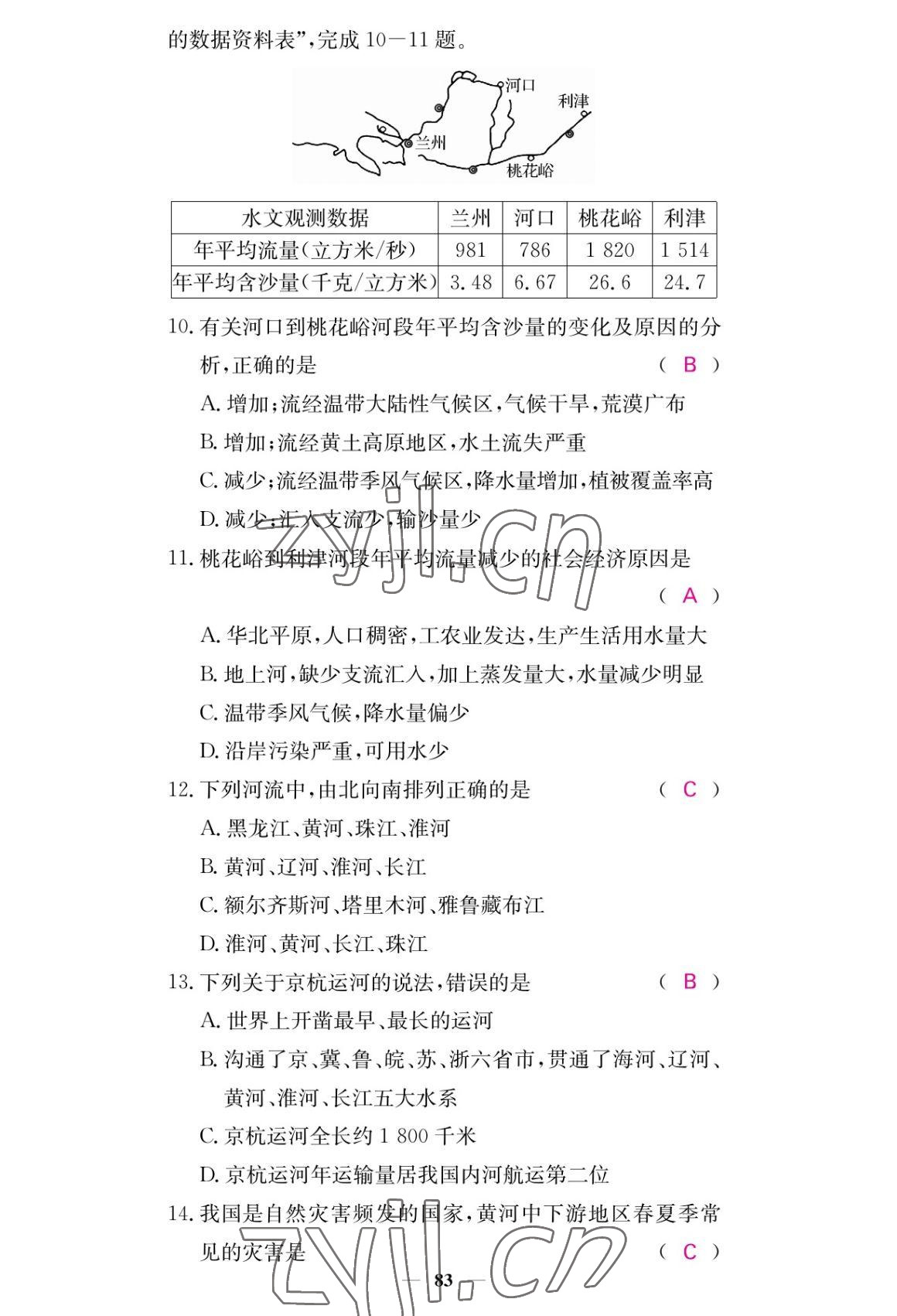 2022年課堂點(diǎn)睛八年級(jí)地理上冊(cè)人教版 參考答案第9頁(yè)