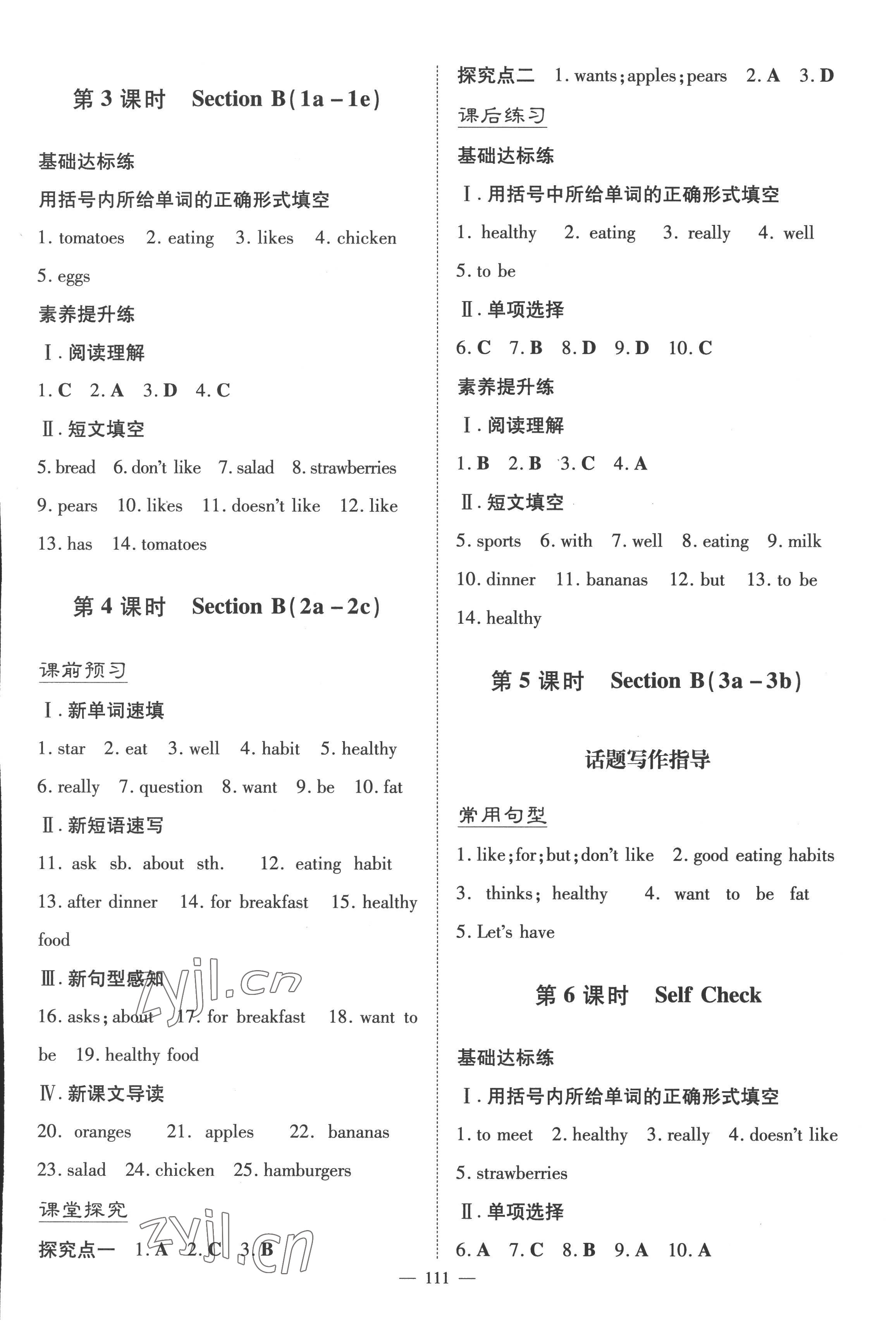 2022年初中同步学习导与练导学探究案七年级英语上册人教版 第11页