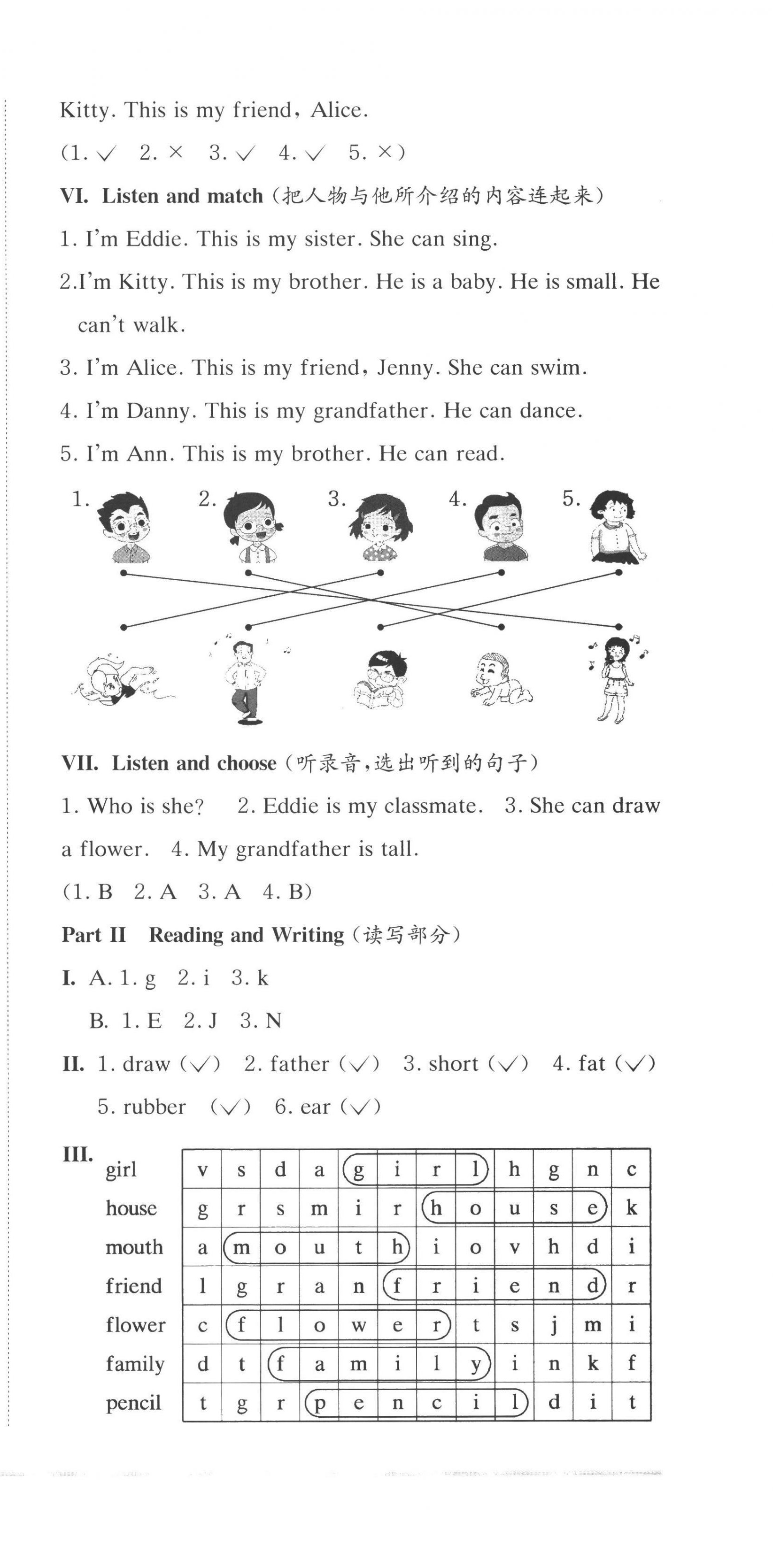 2022年上海名校名卷一年級英語第一學期滬教版五四制 參考答案第9頁