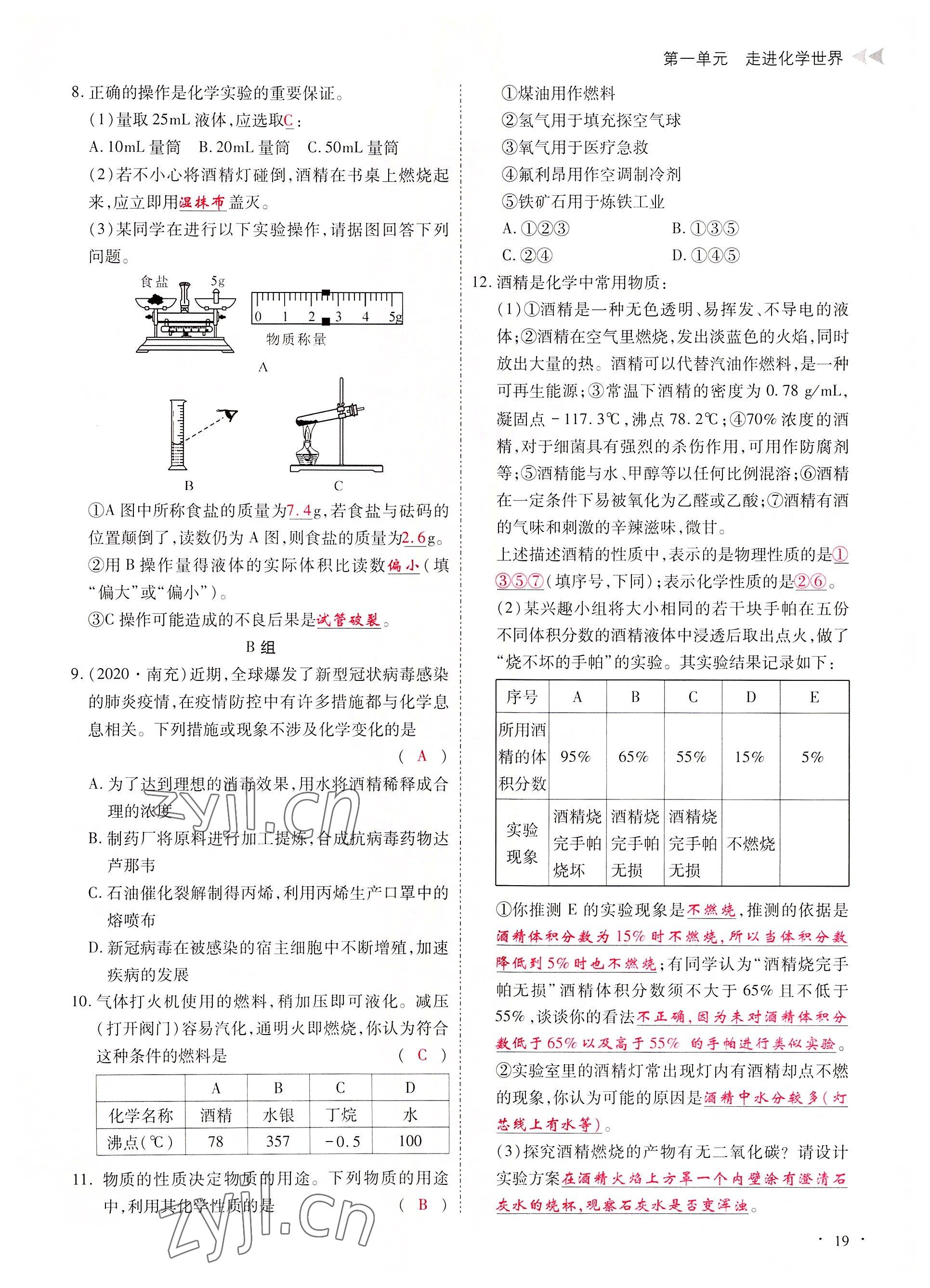 2022年優(yōu)課堂給力A加九年級(jí)化學(xué)全一冊(cè)人教版 參考答案第19頁(yè)