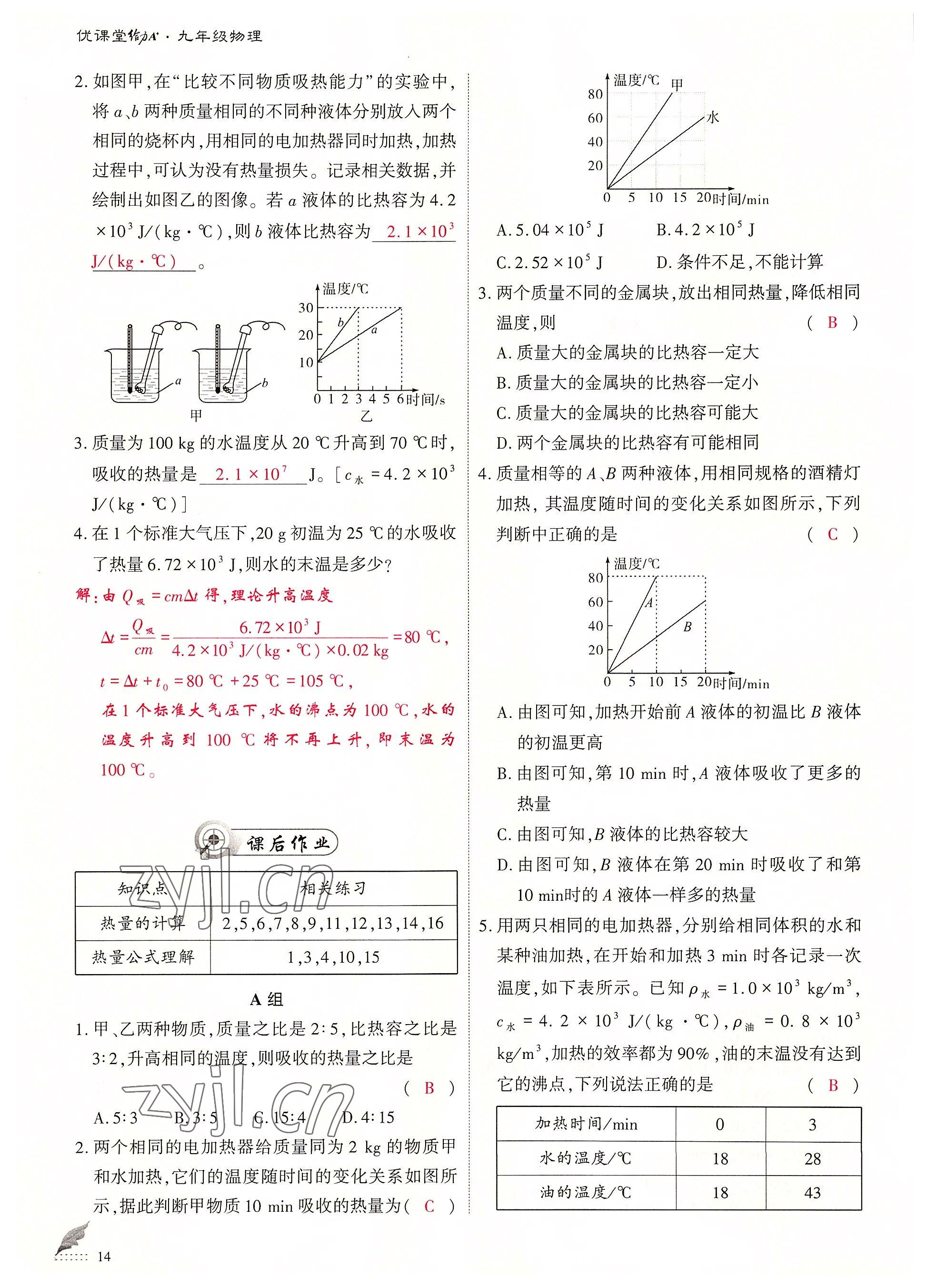 2022年优课堂给力A加九年级物理全一册教科版 参考答案第14页