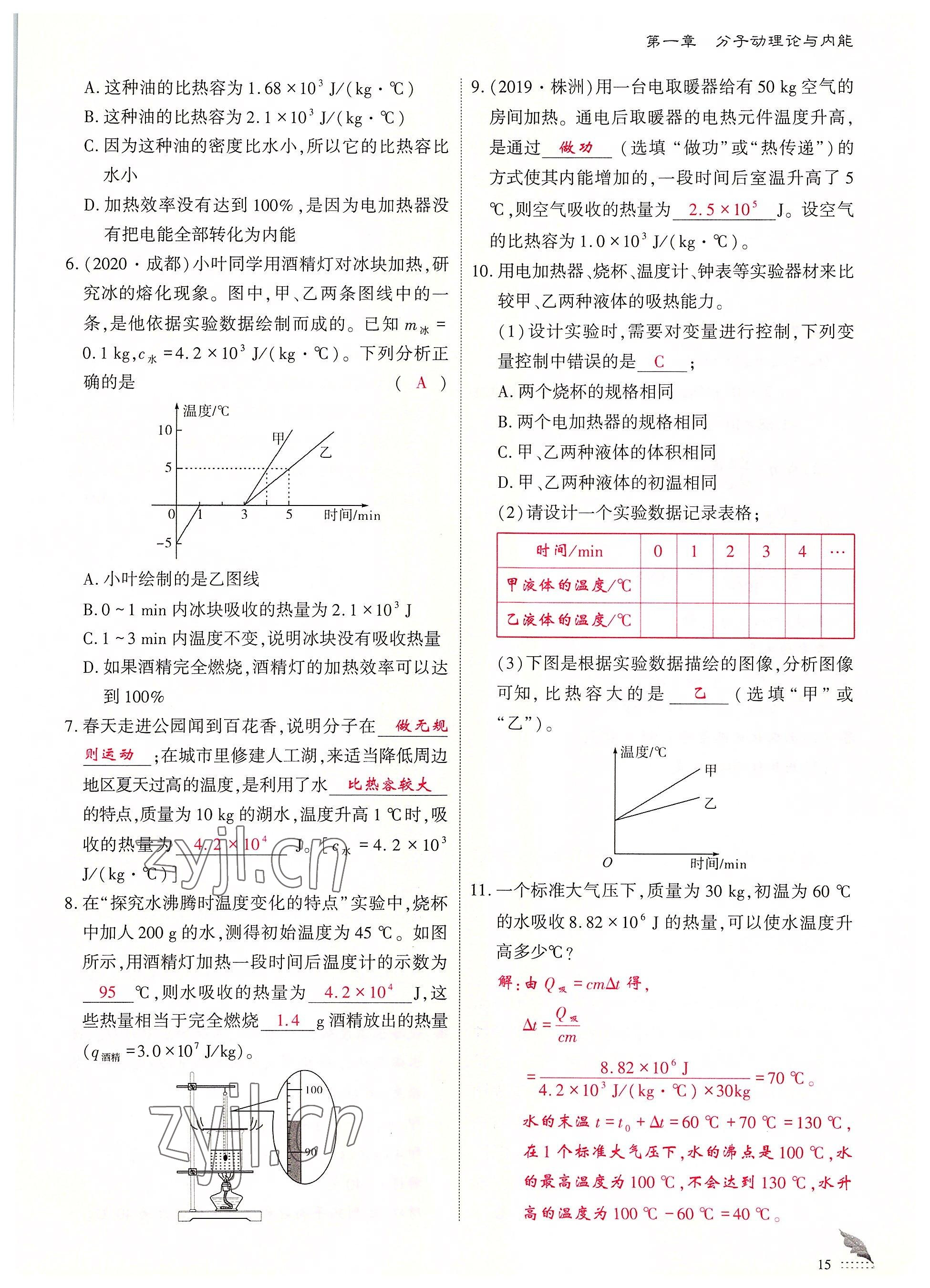 2022年优课堂给力A加九年级物理全一册教科版 参考答案第15页