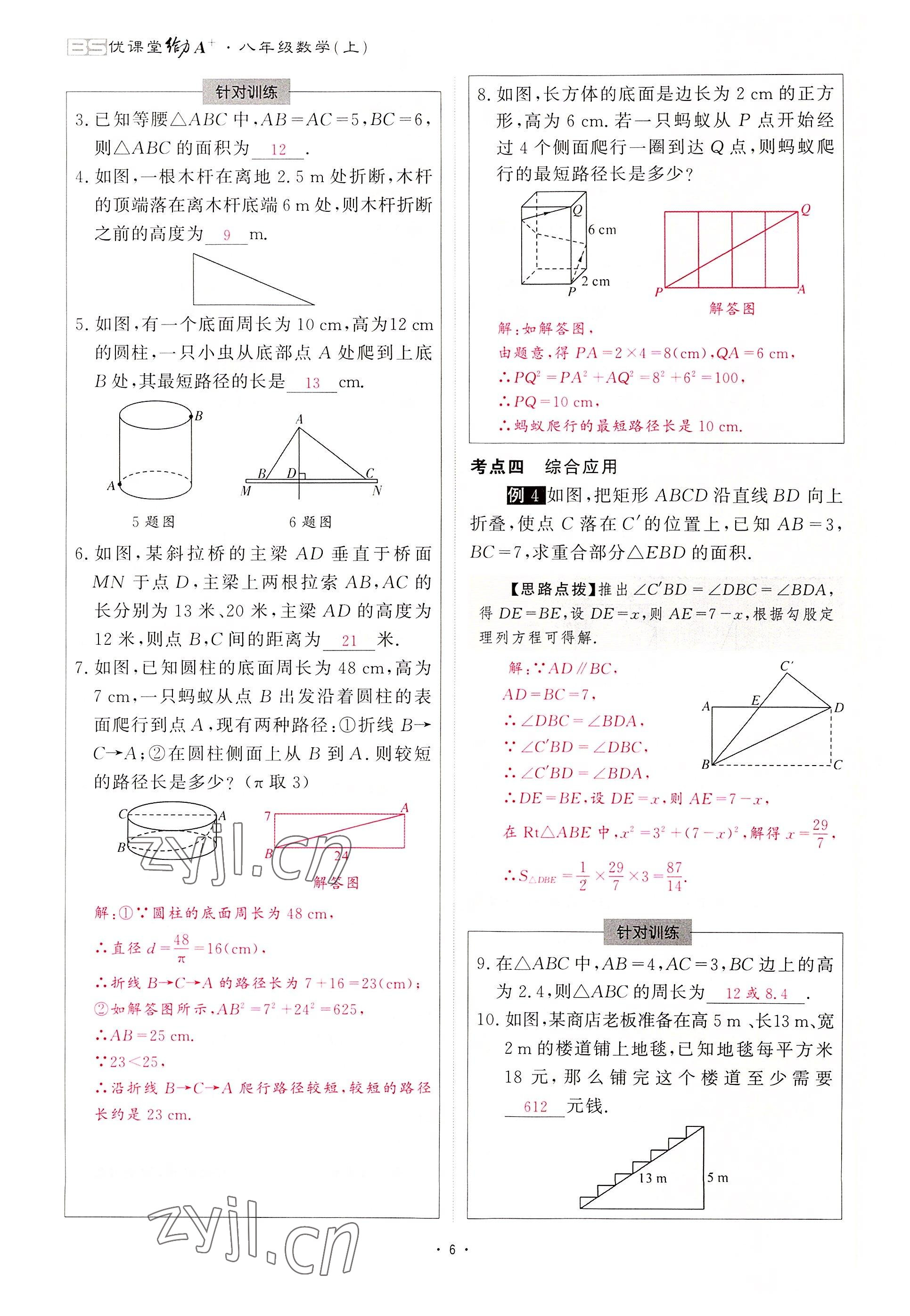 2022年优课堂给力A加八年级数学上册北师大版 参考答案第8页