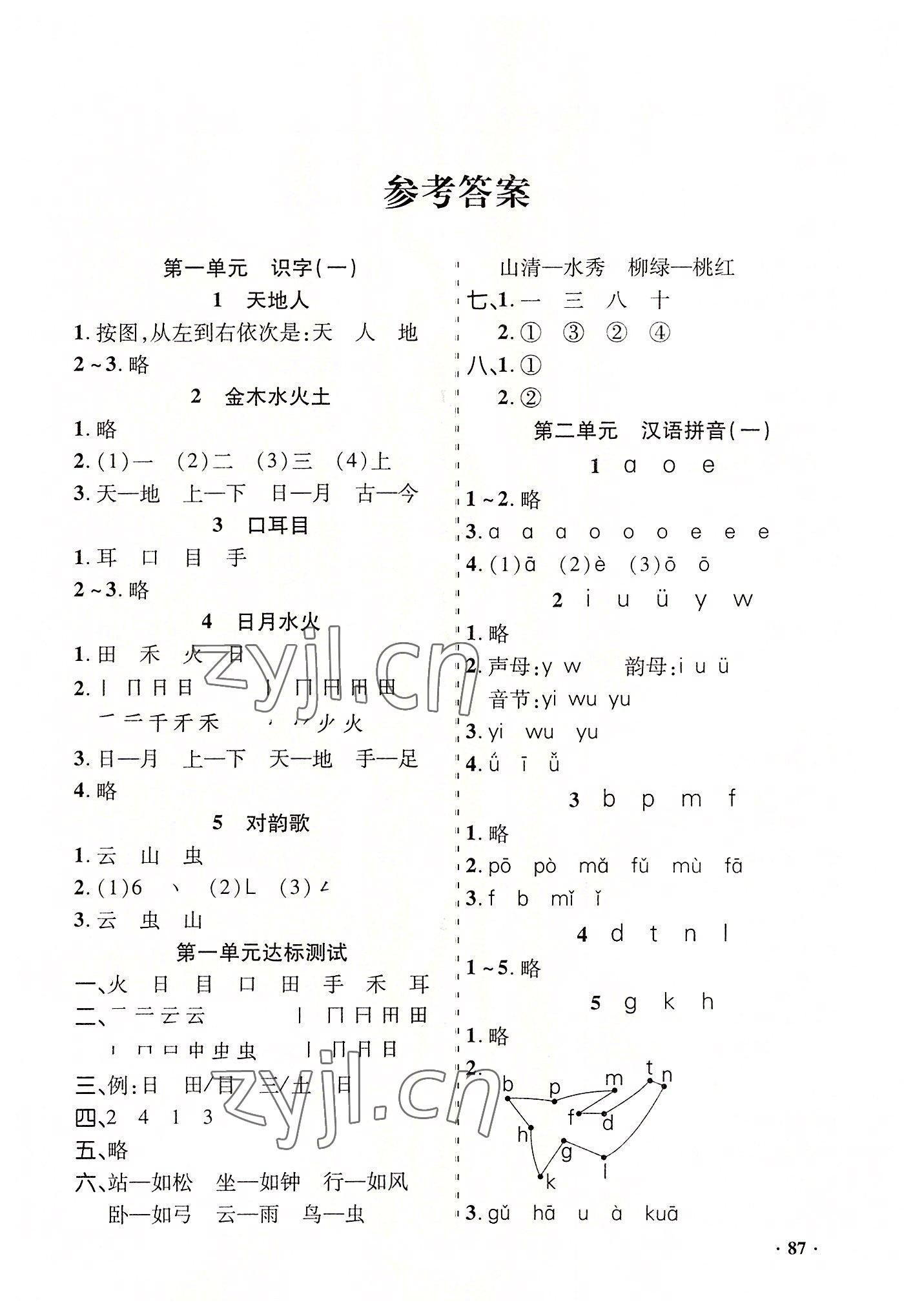 2022年同步練習冊山東畫報出版社一年級語文上冊人教版 第1頁