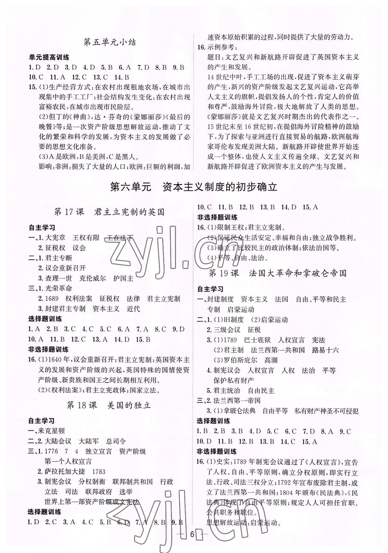 2022年考點專練九年級歷史全一冊人教版深圳專版 第6頁