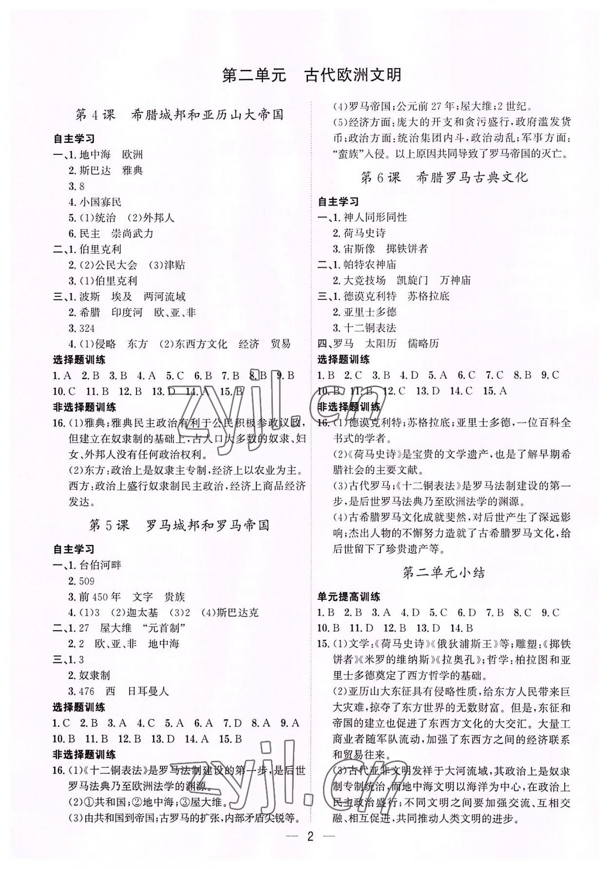 2022年考點專練九年級歷史全一冊人教版深圳專版 第2頁