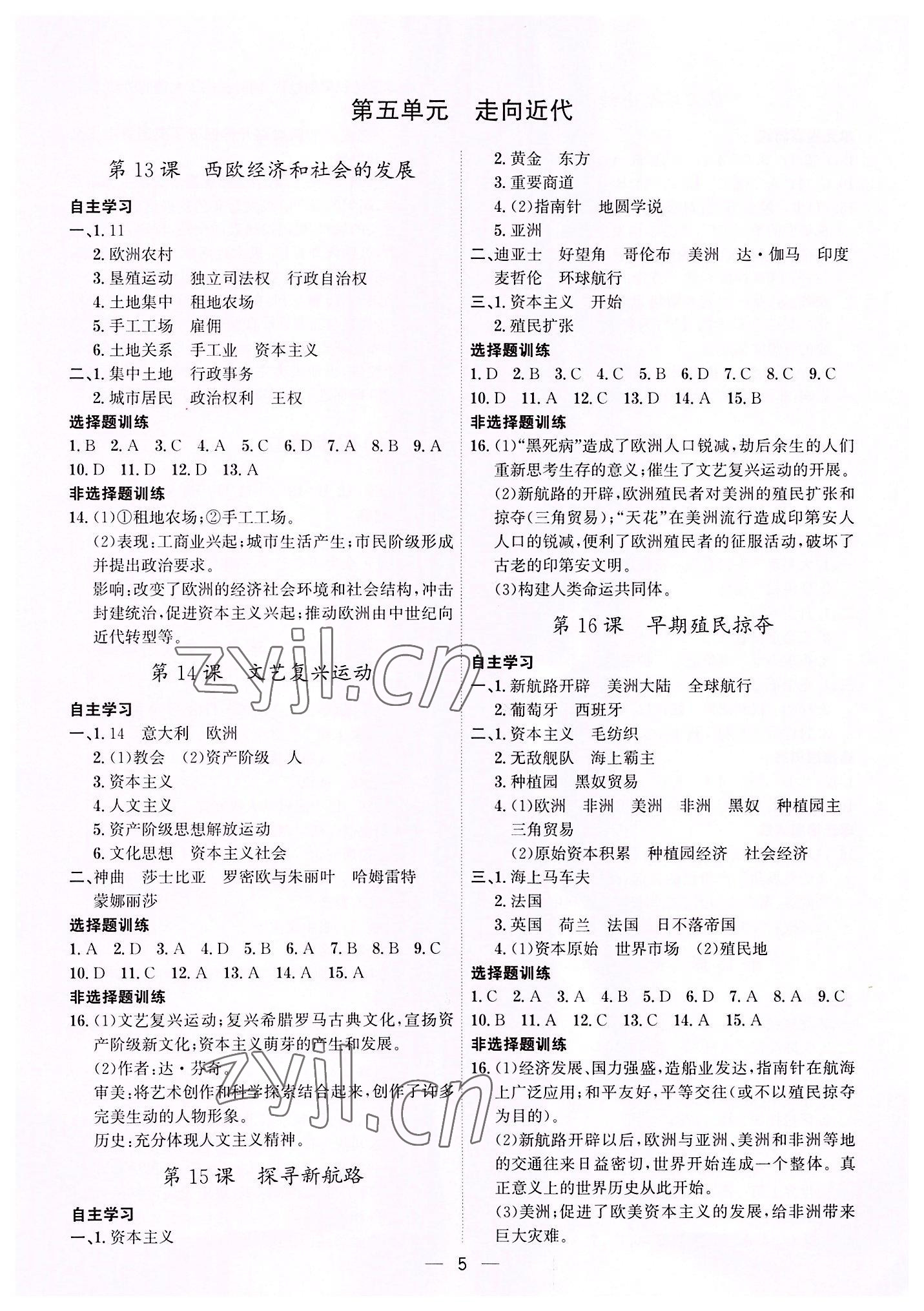 2022年考點專練九年級歷史全一冊人教版深圳專版 第5頁