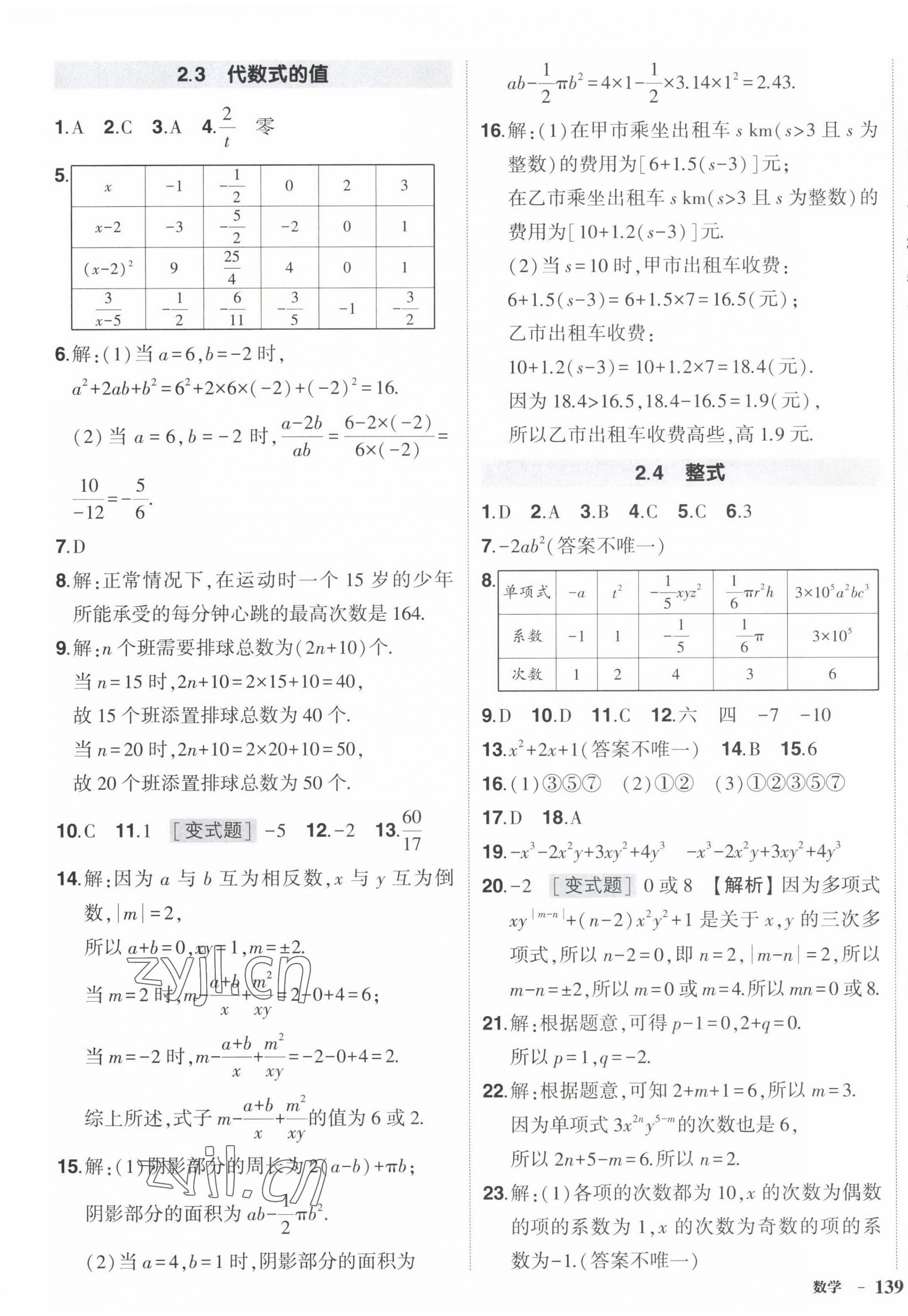 2022年狀元成才路創(chuàng)優(yōu)作業(yè)七年級數(shù)學(xué)上冊湘教版 第9頁