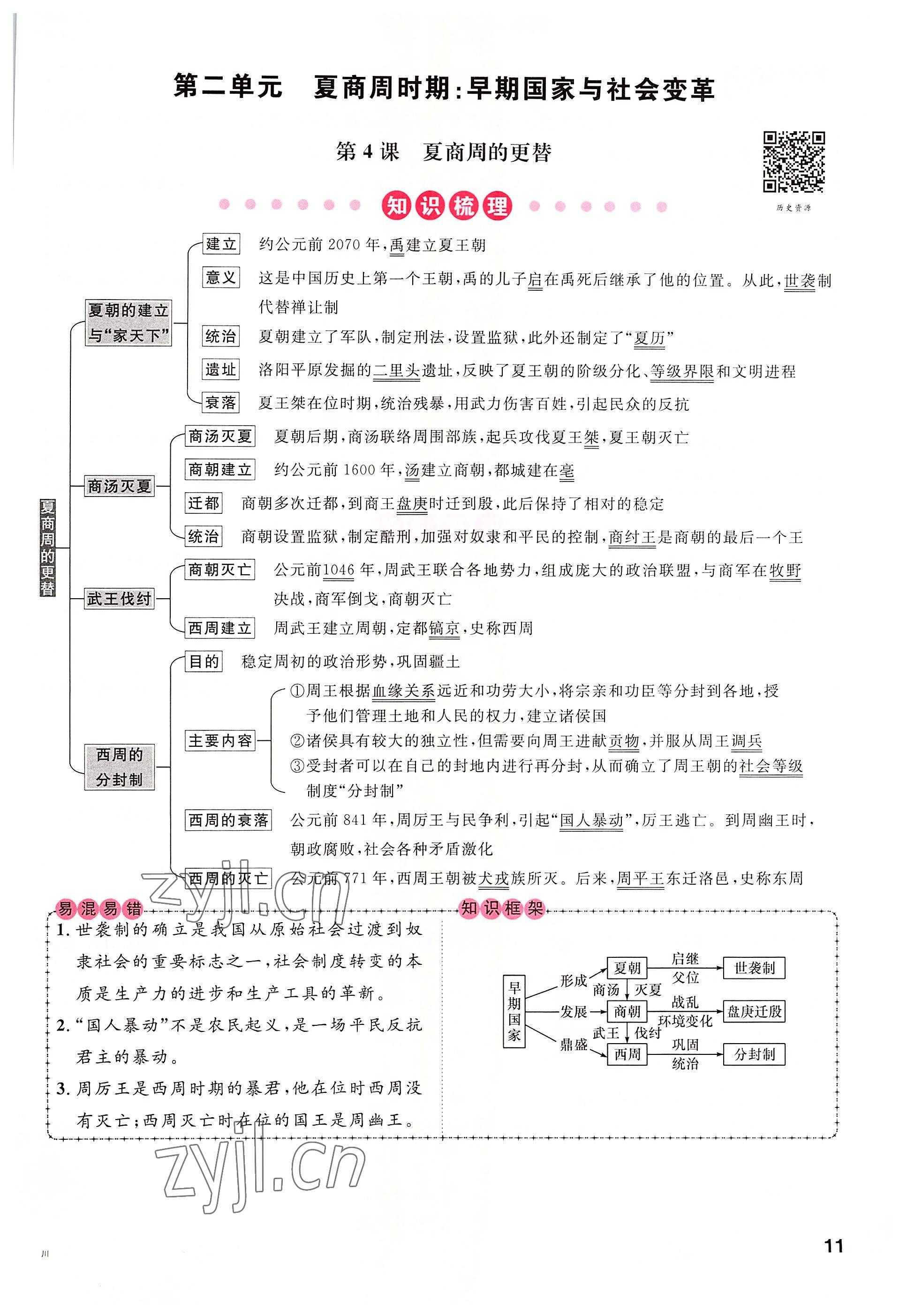 2022年名校课堂七年级历史上册人教版四川专版 参考答案第11页