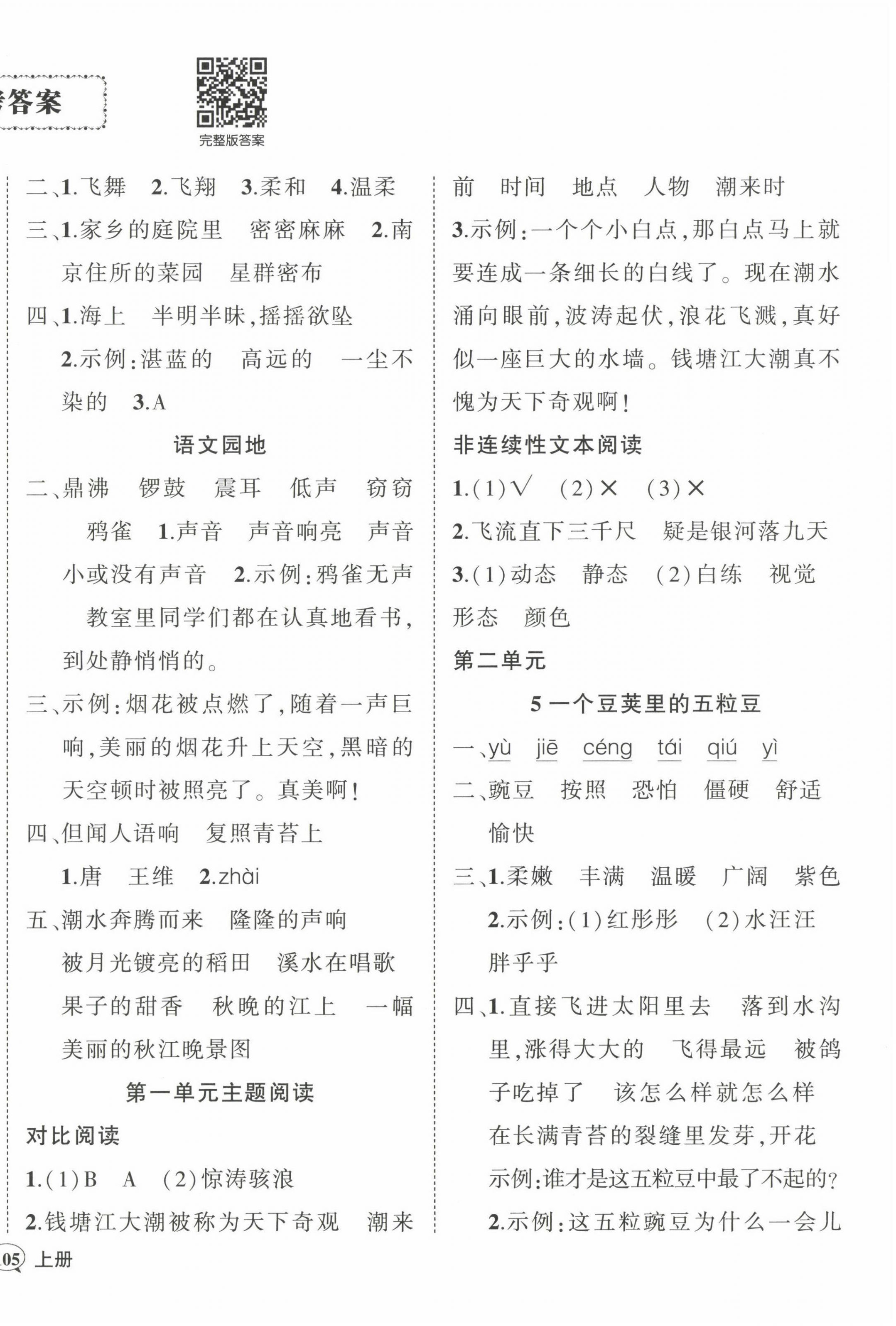 2022年狀元成才路創(chuàng)優(yōu)作業(yè)100分四年級語文上冊人教版貴州專版 參考答案第2頁