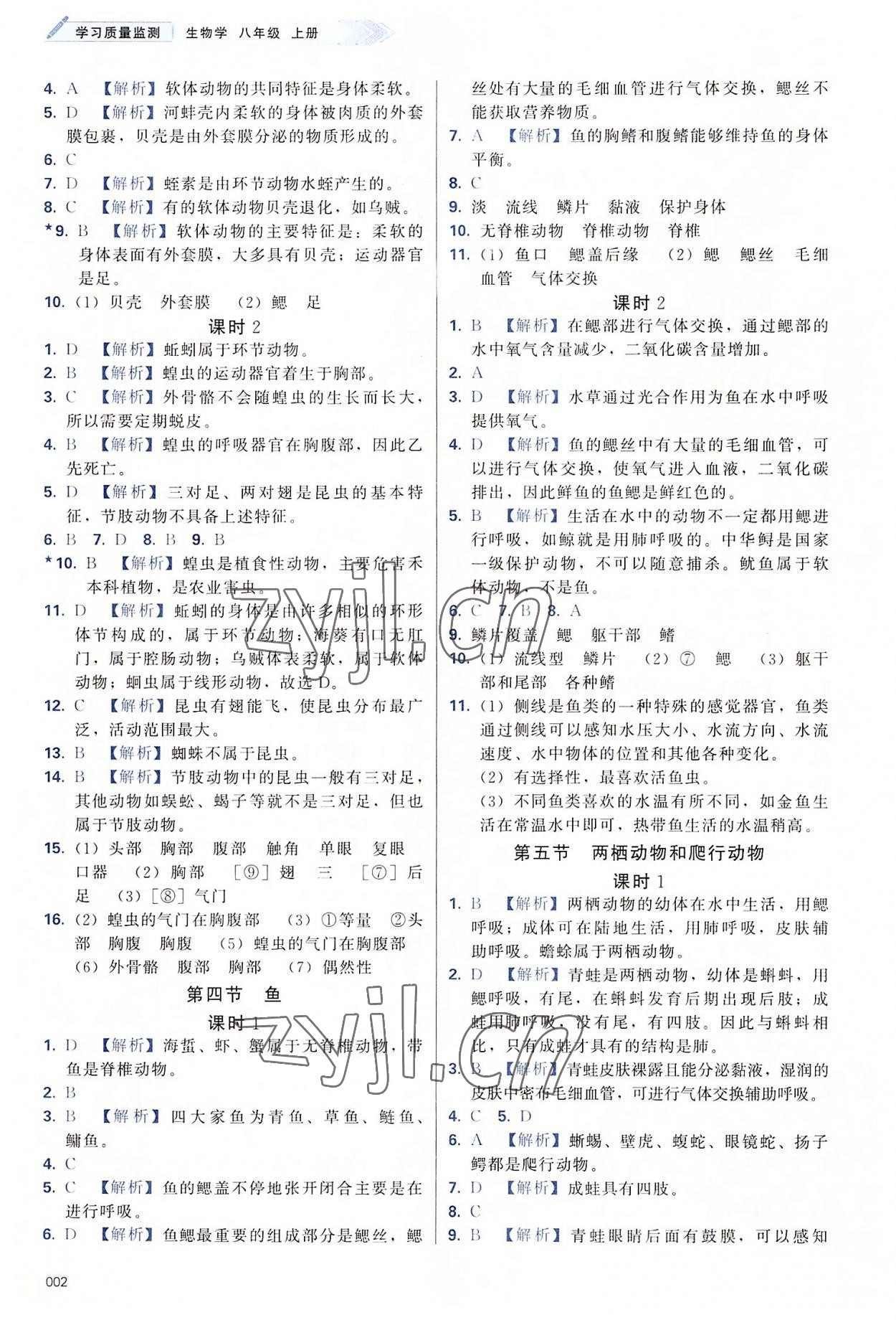 2022年學(xué)習(xí)質(zhì)量監(jiān)測(cè)八年級(jí)生物上冊(cè)人教版 第2頁