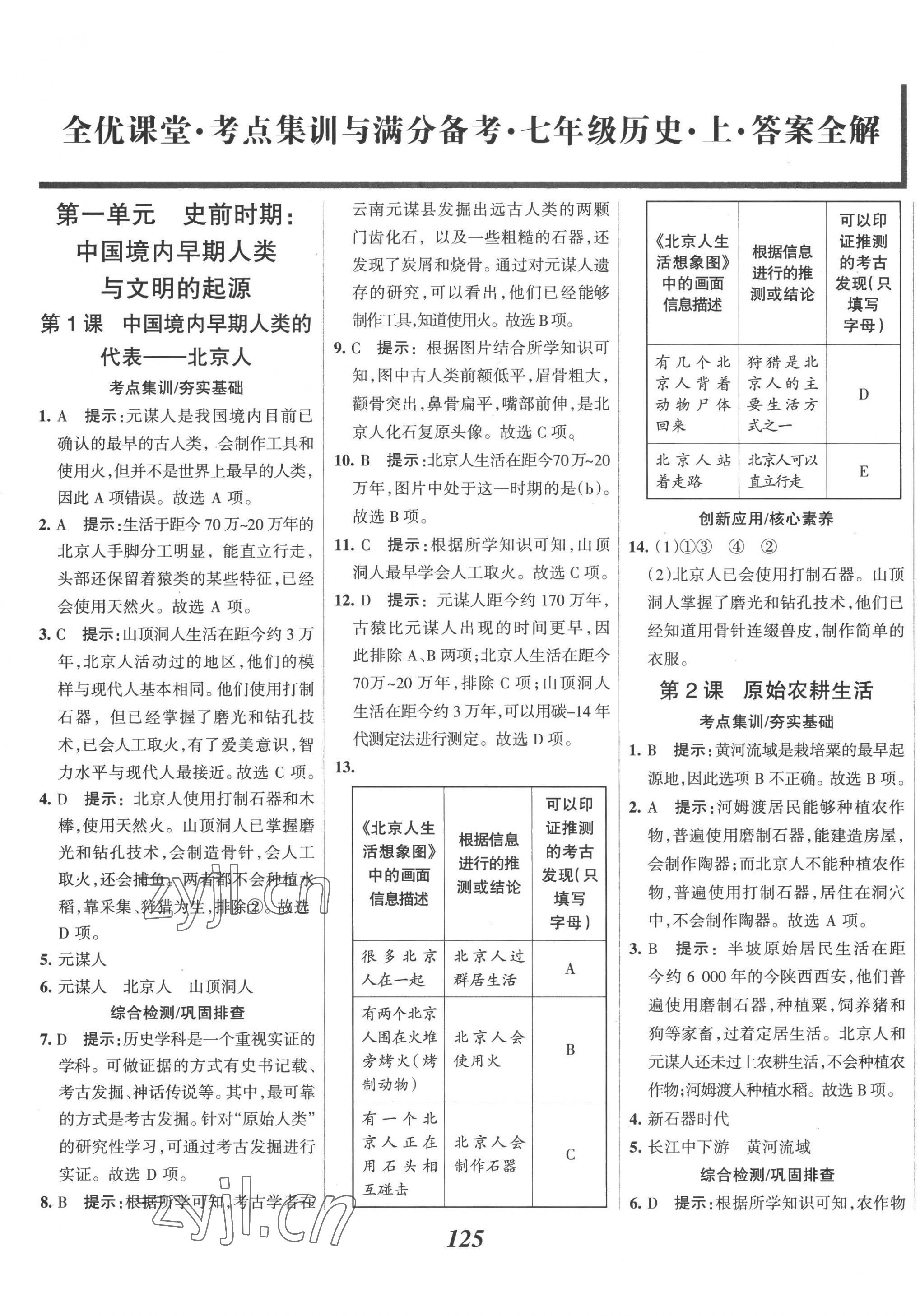 2022年全优课堂考点集训与满分备考七年级历史上册人教版 第1页