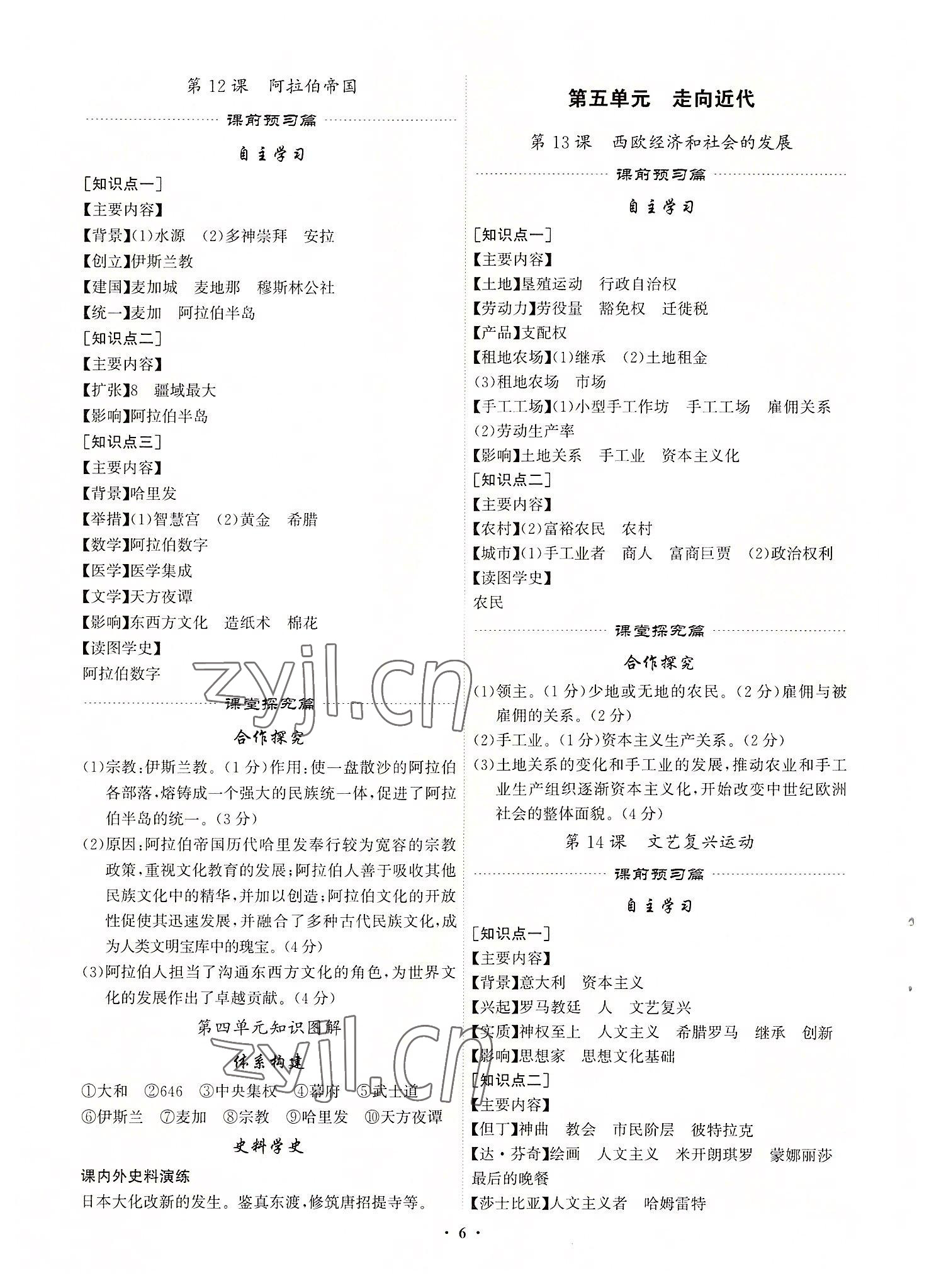 2022年精準同步九年級歷史全一冊人教版廣州專版 第6頁