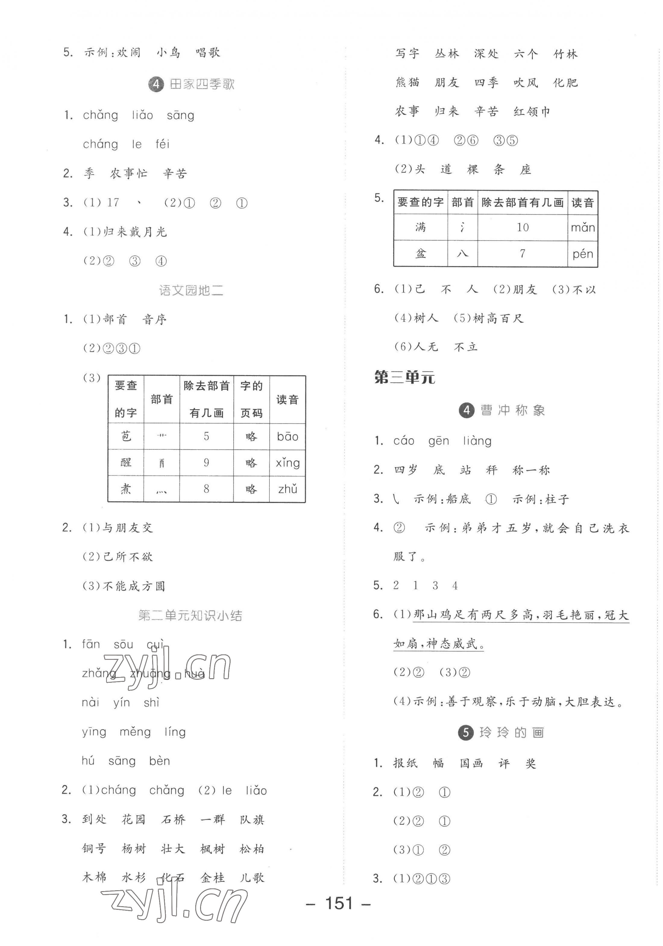 2022年全品學(xué)練考二年級(jí)語(yǔ)文上冊(cè)人教版 參考答案第3頁(yè)