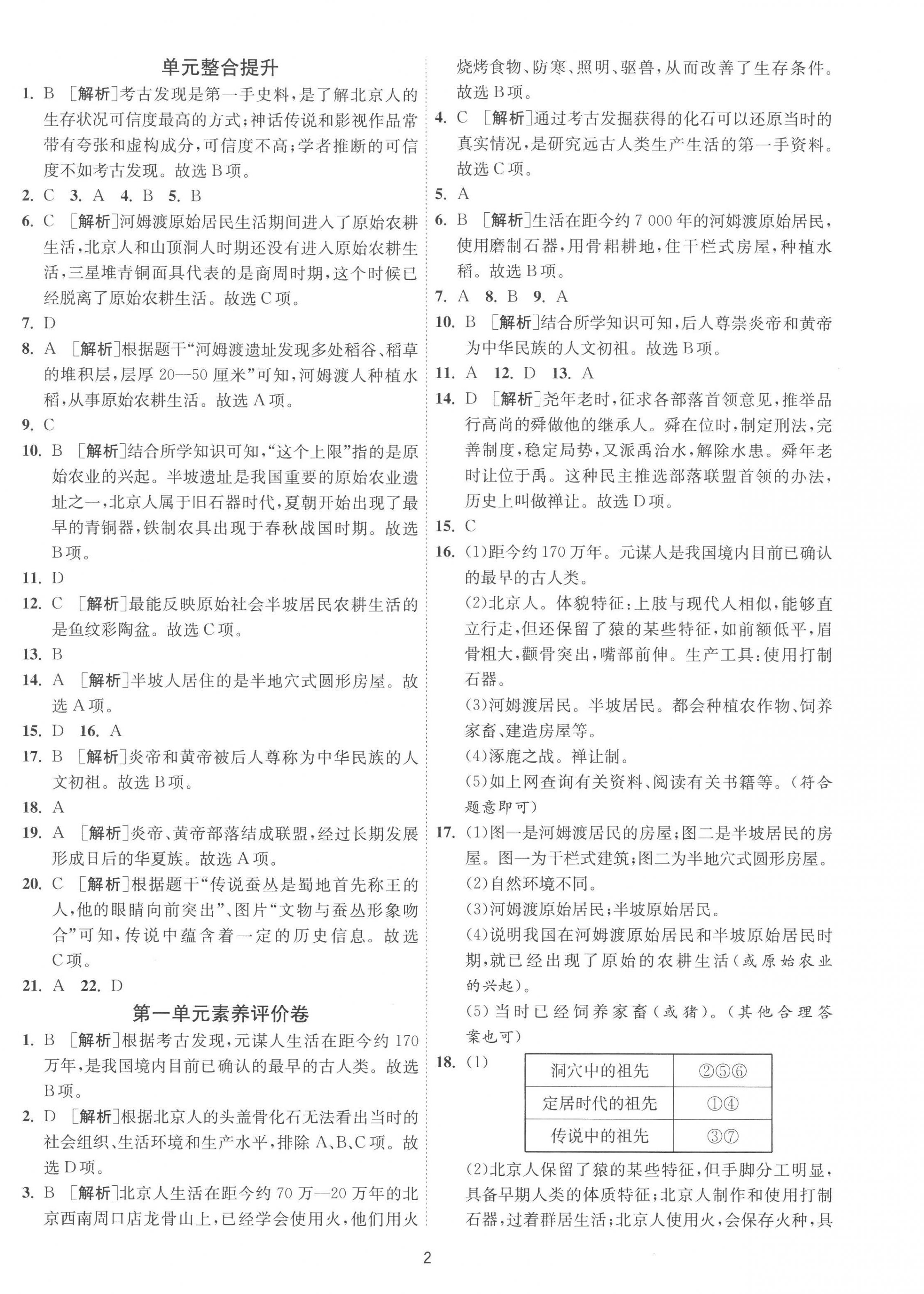 2022年1課3練單元達標測試七年級歷史上冊人教版 第2頁