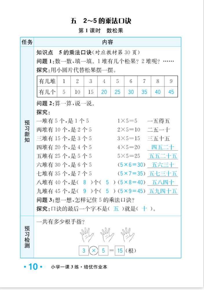 2022年一課3練培優(yōu)作業(yè)本二年級數(shù)學(xué)上冊北師大版福建專版 參考答案第10頁