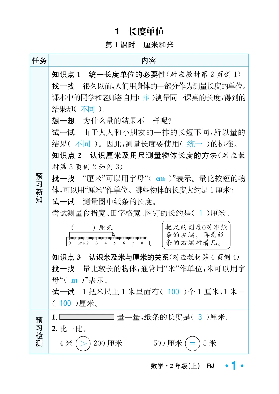 2022年一課3練培優(yōu)作業(yè)本二年級數(shù)學(xué)上冊人教版福建專版 參考答案第1頁