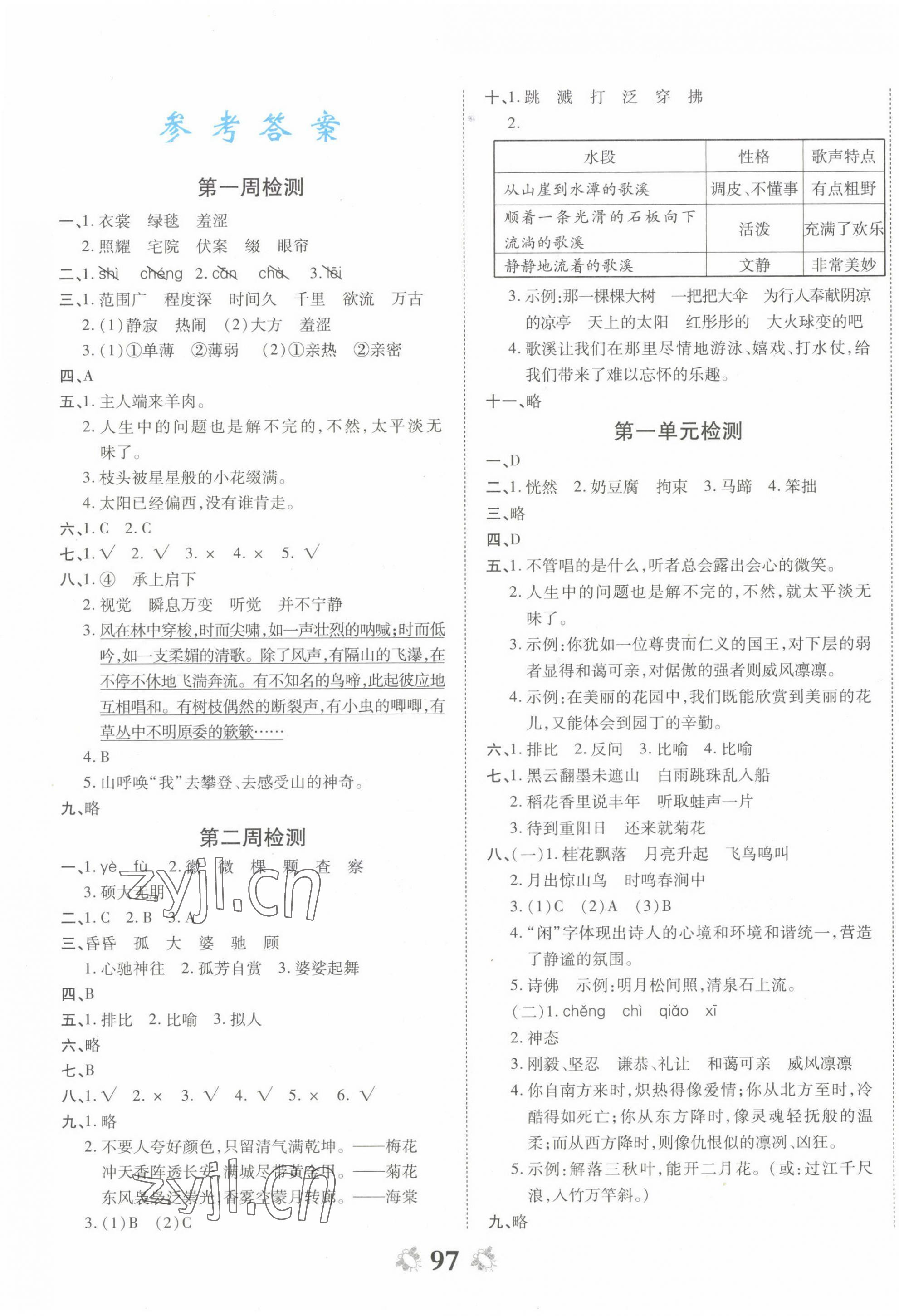 2022年全能练考卷六年级语文上册人教版 第1页