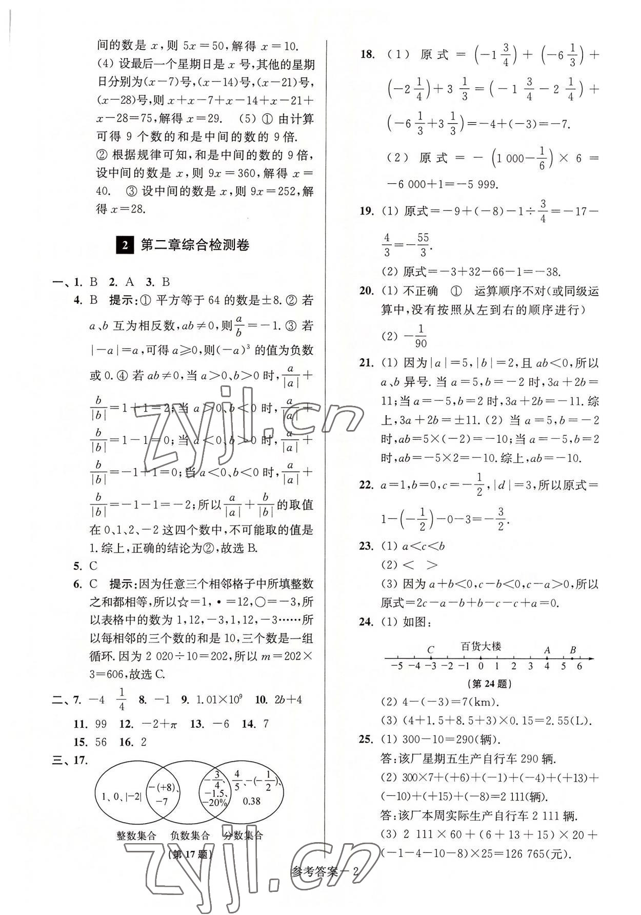 2022年搶先起跑大試卷江蘇美術(shù)出版社七年級(jí)數(shù)學(xué)上冊江蘇版江蘇美術(shù)出版社 參考答案第2頁