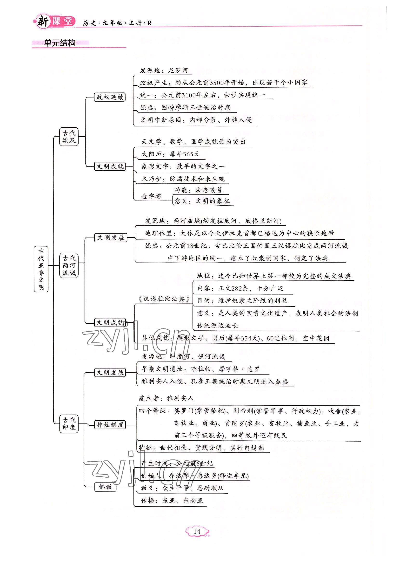 2022年启航新课堂九年级历史上册人教版 参考答案第14页