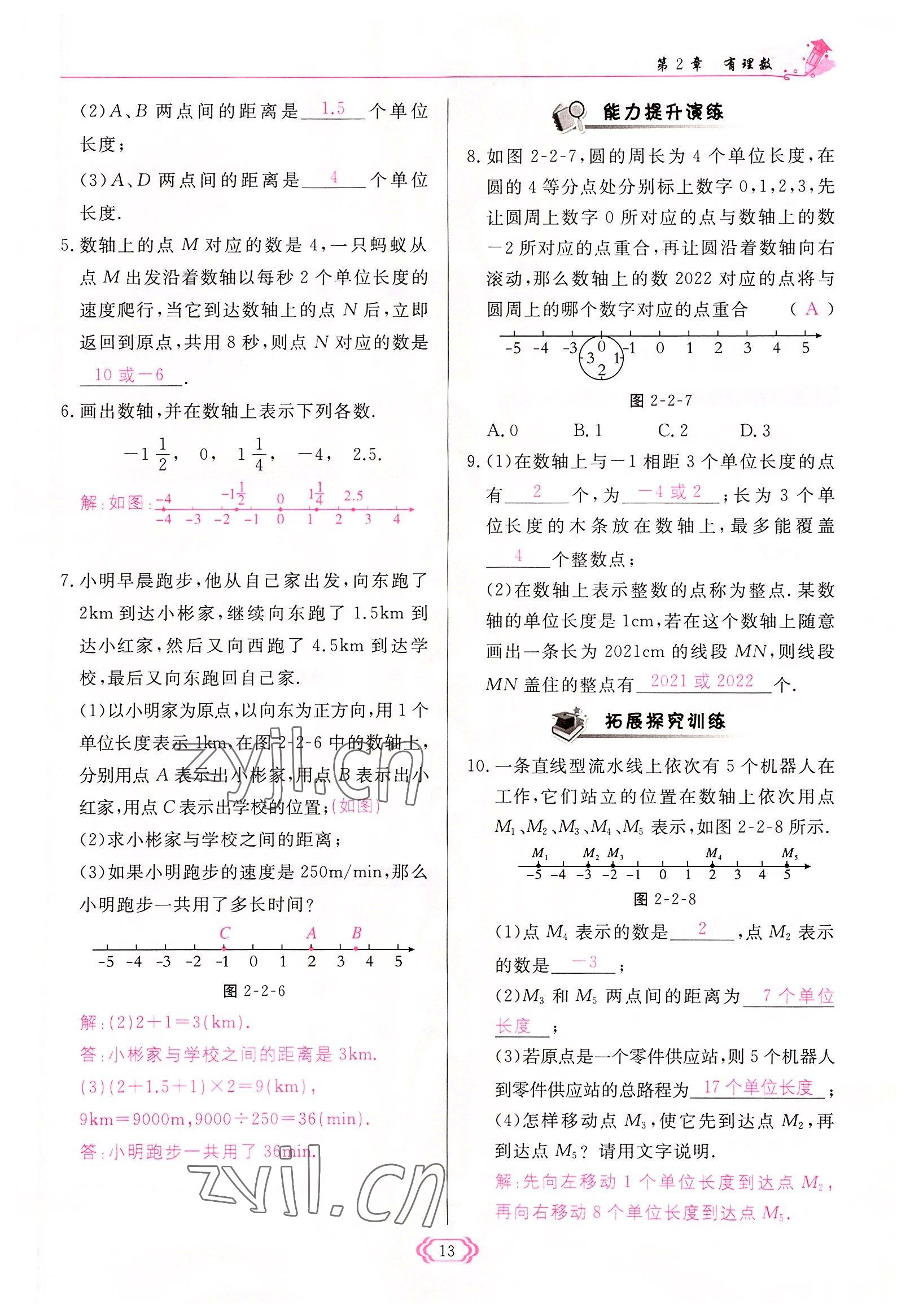 2022年启航新课堂七年级数学上册华师大版 参考答案第13页