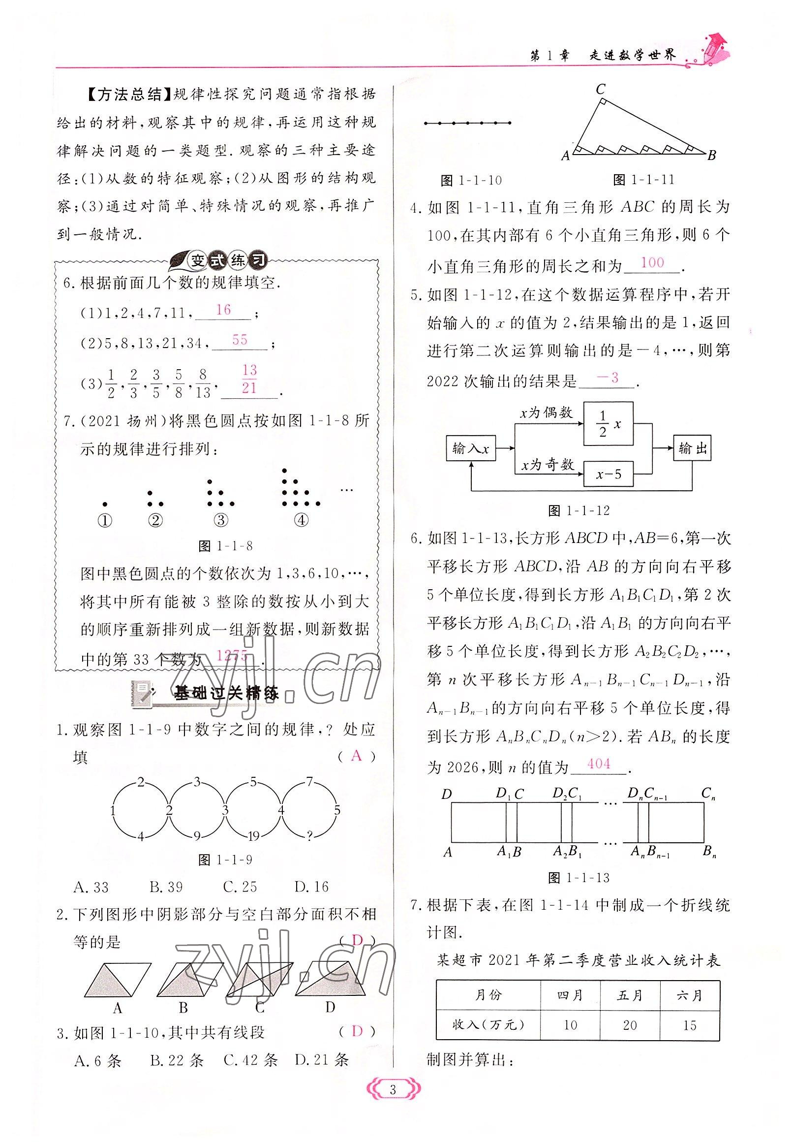 2022年啟航新課堂七年級數(shù)學(xué)上冊華師大版 參考答案第3頁