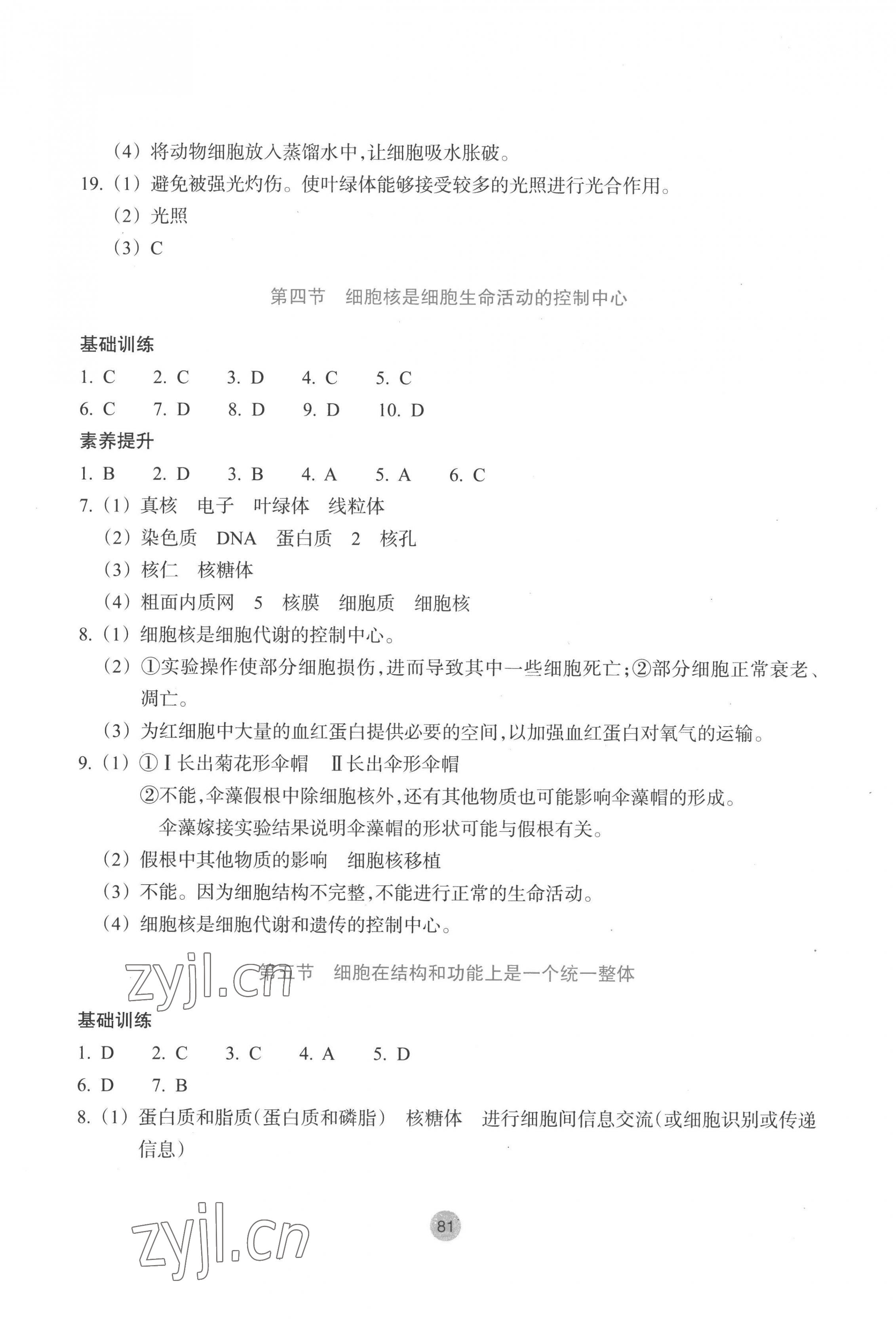 2022年作業(yè)本浙江教育出版社高中生物必修1浙科版 第5頁