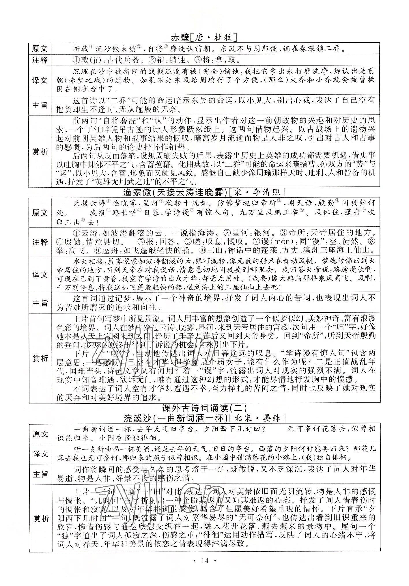 2022年黃岡100分闖關(guān)八年級(jí)語(yǔ)文上冊(cè)人教版 參考答案第74頁(yè)